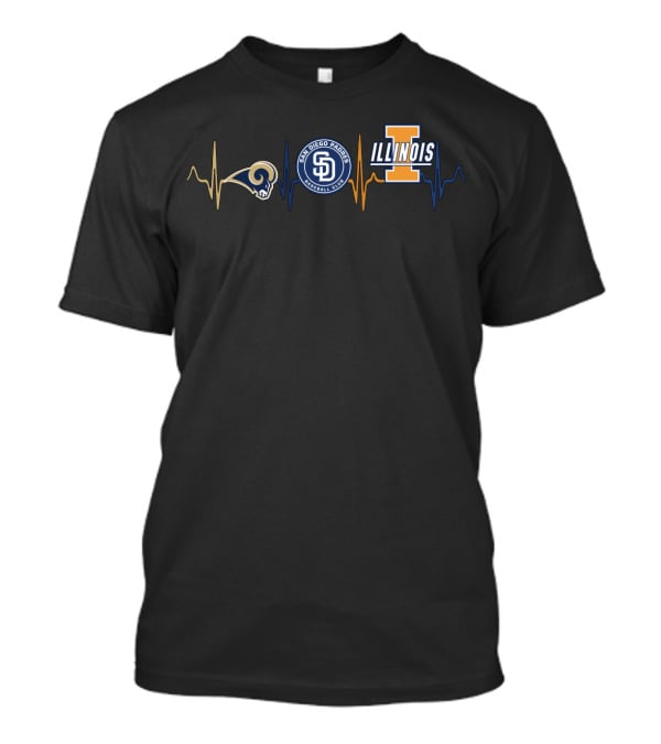 Los Angeles Rams San Diego Padres Illinois Fighting Illini Heartbeat T-Shirt