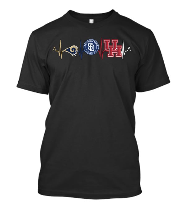 Rams San Diego Padres Houston Cougars Heartbeat T-Shirt