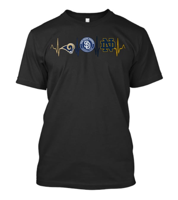 Rams San Diego Padres Notre Dame Heartbeat T-Shirt