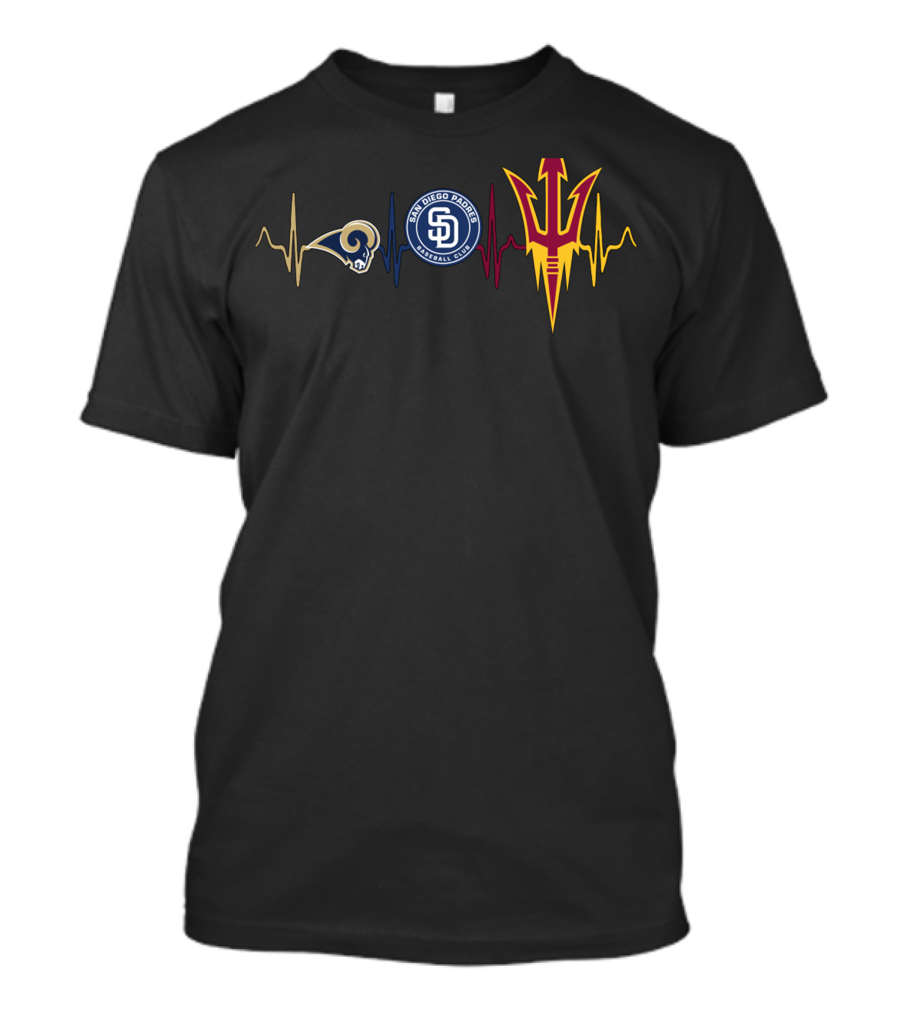 Love Rams San Diego Padres State Sun Devils Ekg T-Shirt
