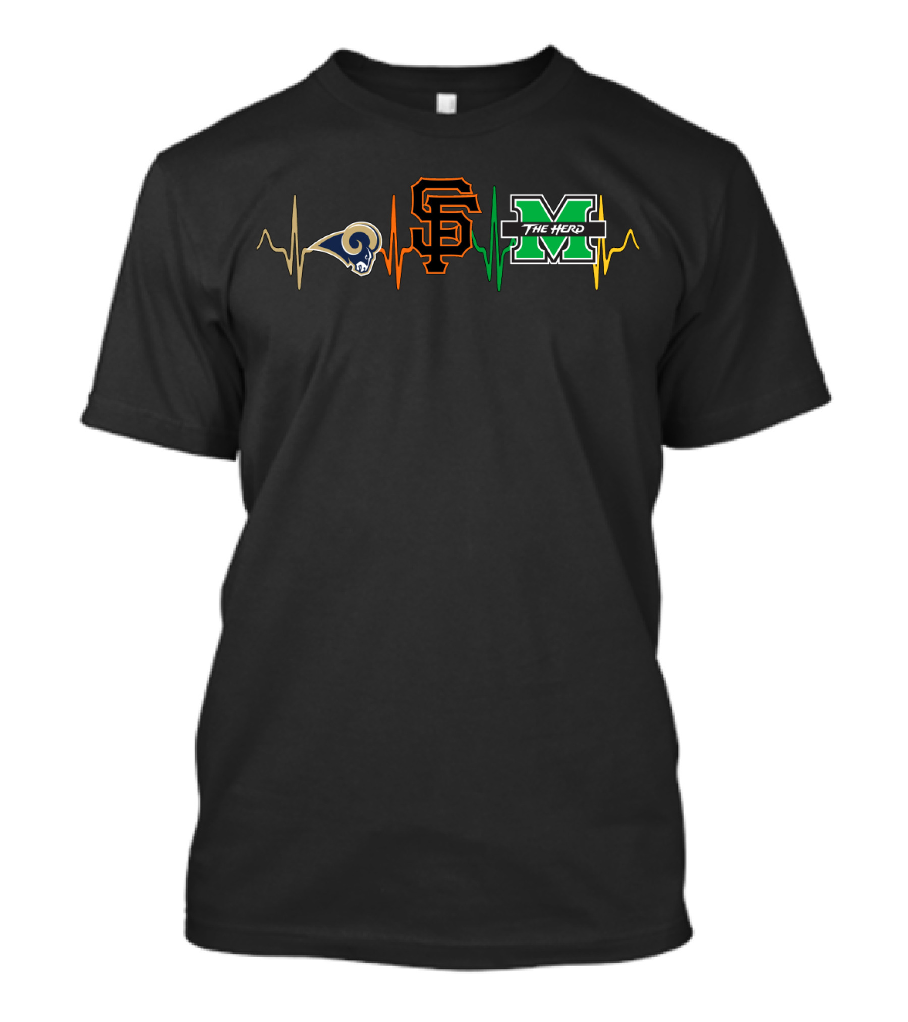 Love Rams With San Francisco Giants With Marshall The Herd Mth T-Shirt
