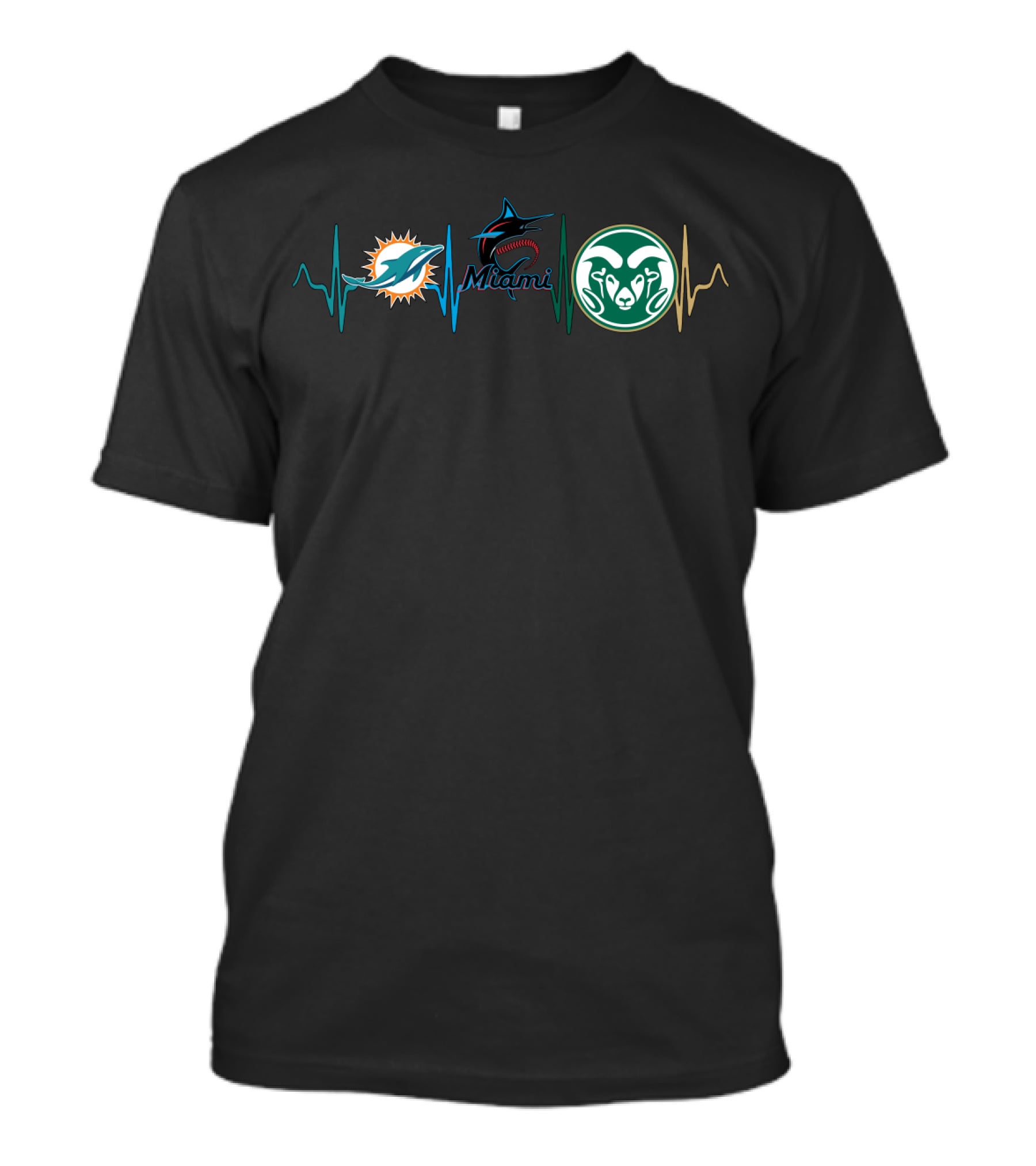 Miami Dolphins Marlins Rams Heartbeat Csr T-Shirt