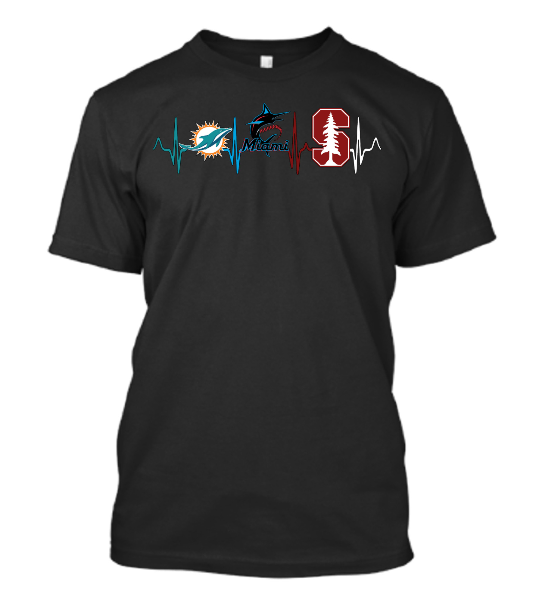 Miami Dolphins Marlins Stanford Heartbeat T-Shirt