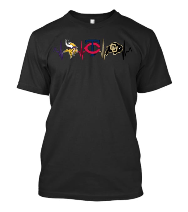 Vikings Twins Colorado Buffaloes Heartbeat Logo Combo T-Shirt