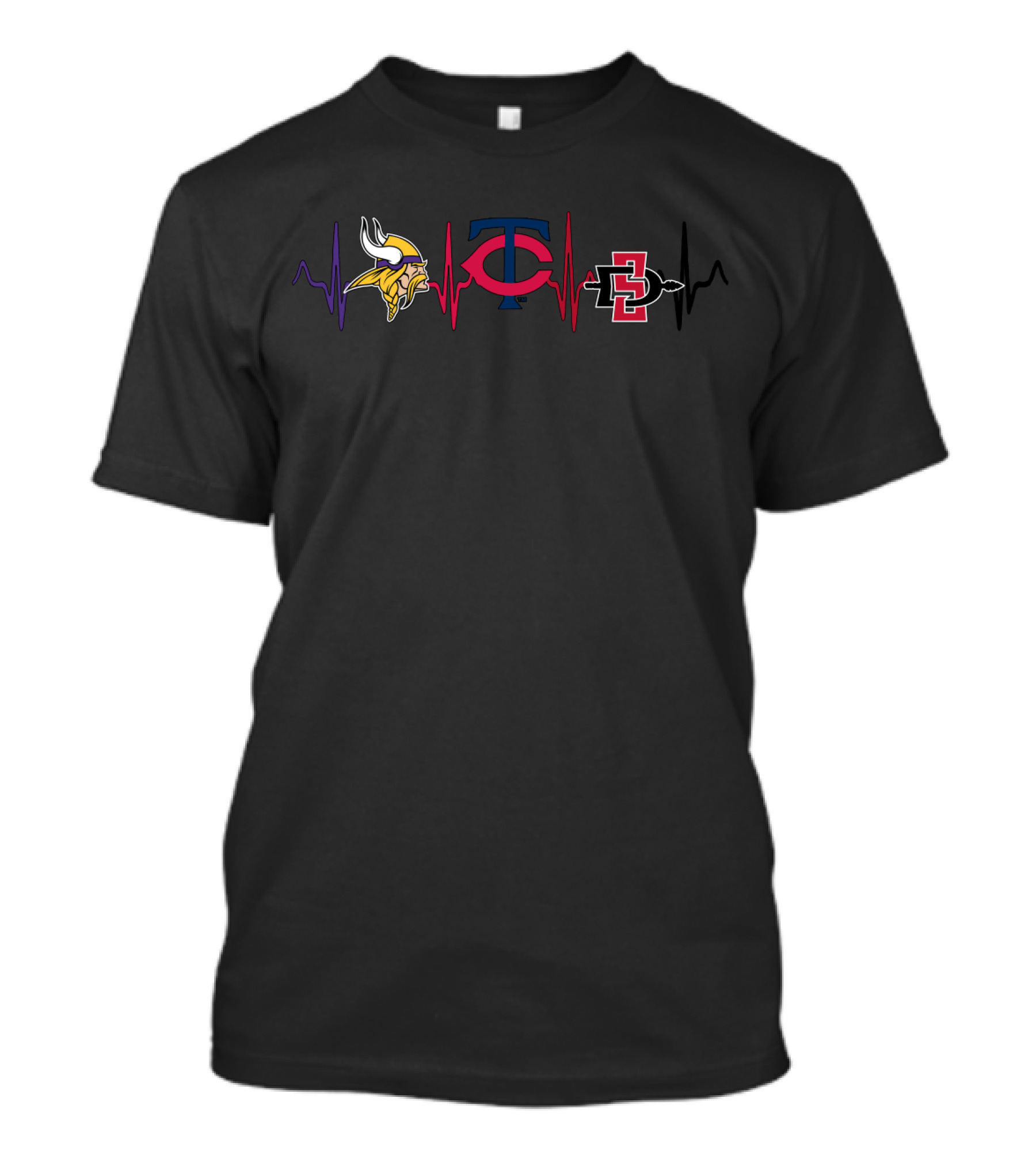 Vikings Twins Sdsu Heartbeat T-Shirt