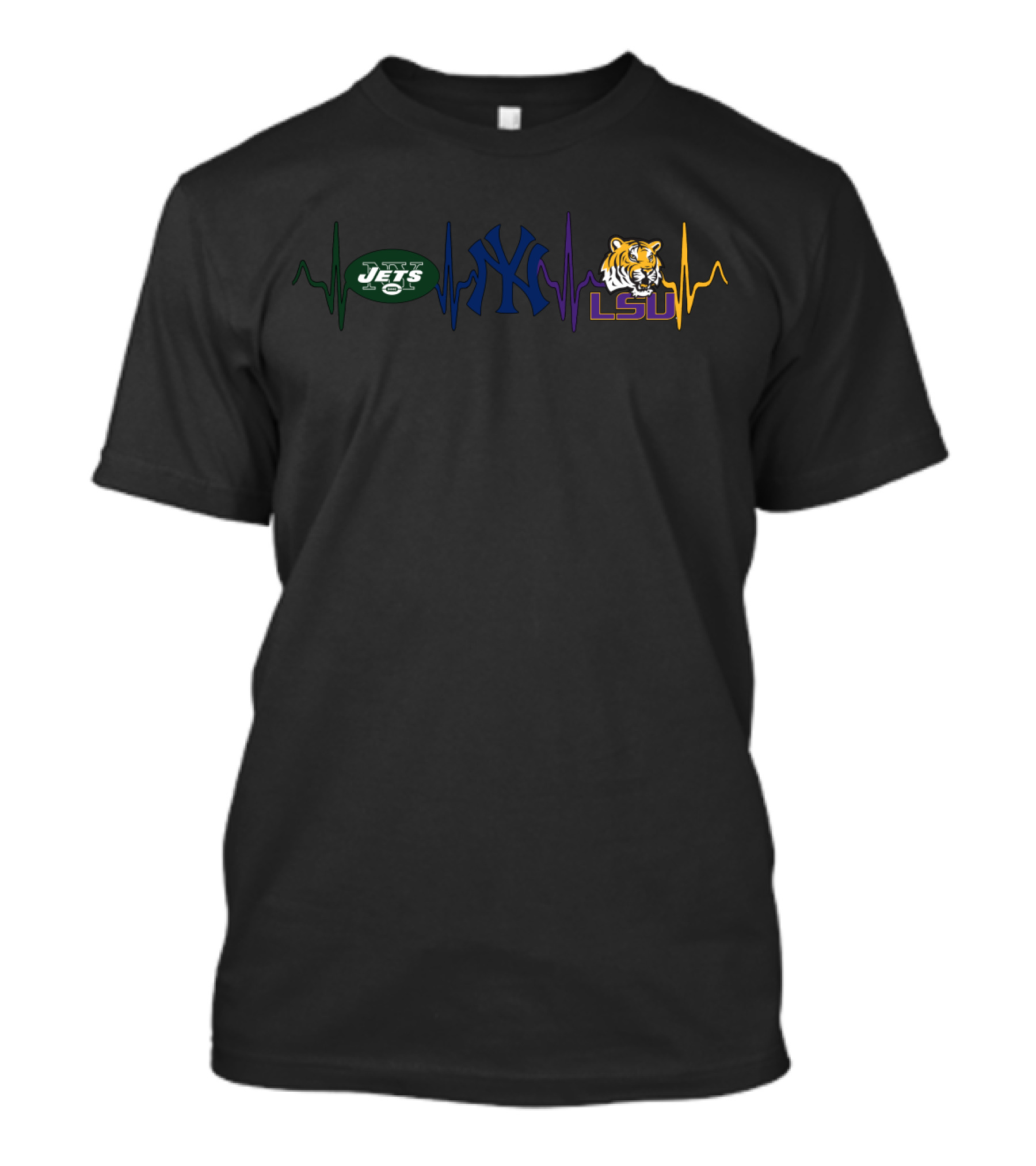 Jets Yankees Lsu Tiger Heartbeat T-Shirt