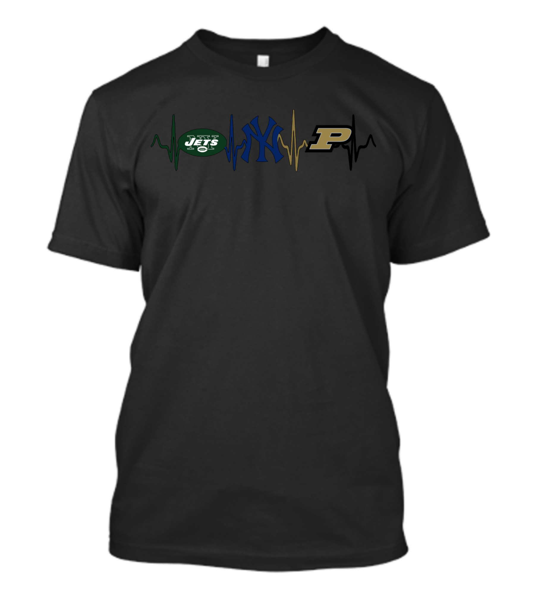 Love Jets Yankees Purdue Heartbeat T-Shirt