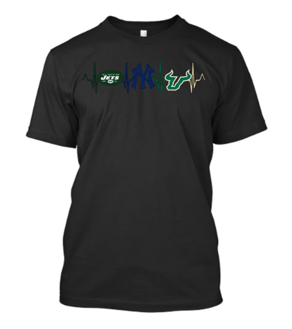Jets Yankees Usf Heartbeat Love T-Shirt