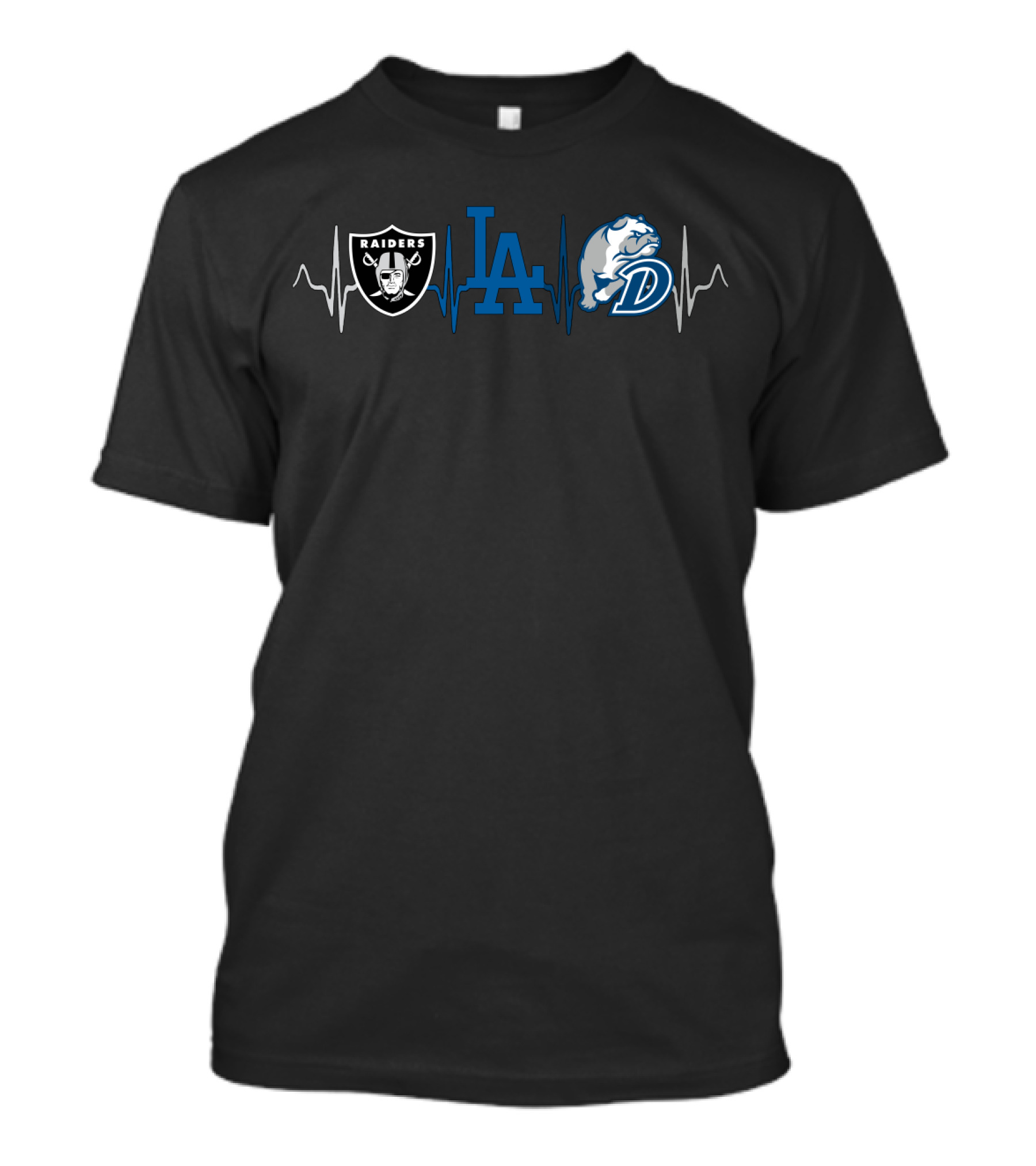 Raiders Dodgers Drake Bulldogs Heartbeat T-Shirt