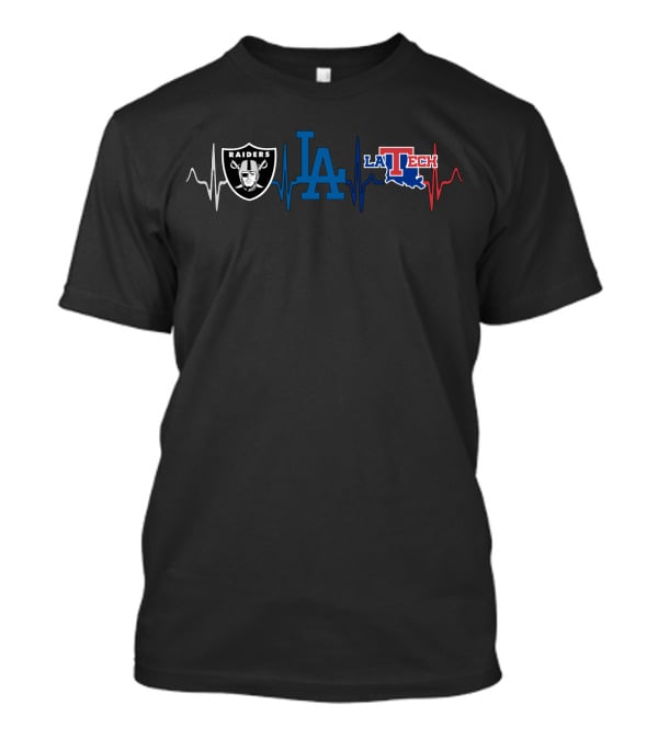 Raiders Dodgers La Tech Heartbeat T-Shirt