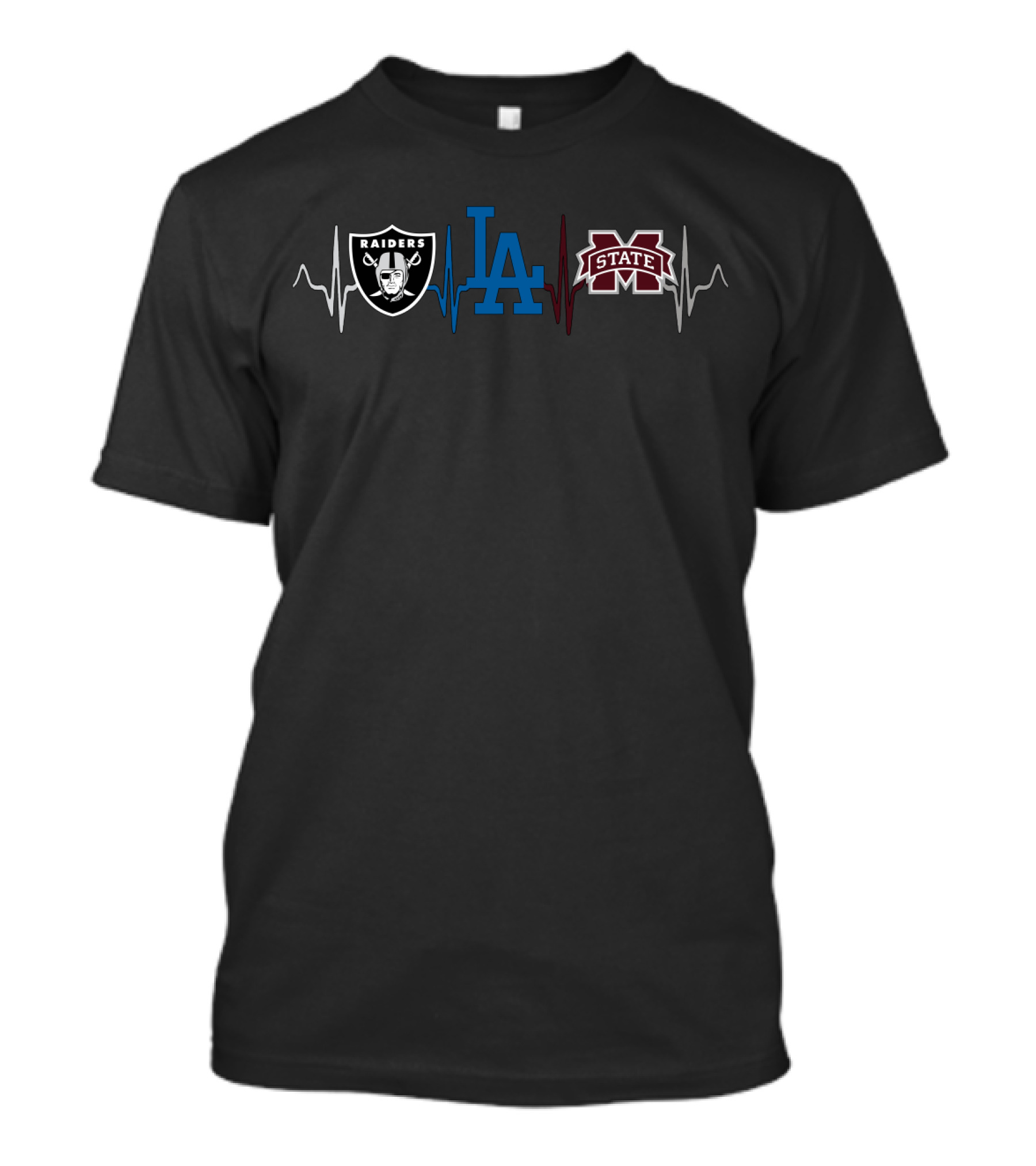 Raiders Dodgers Mississippi State Heartbeat T-Shirt