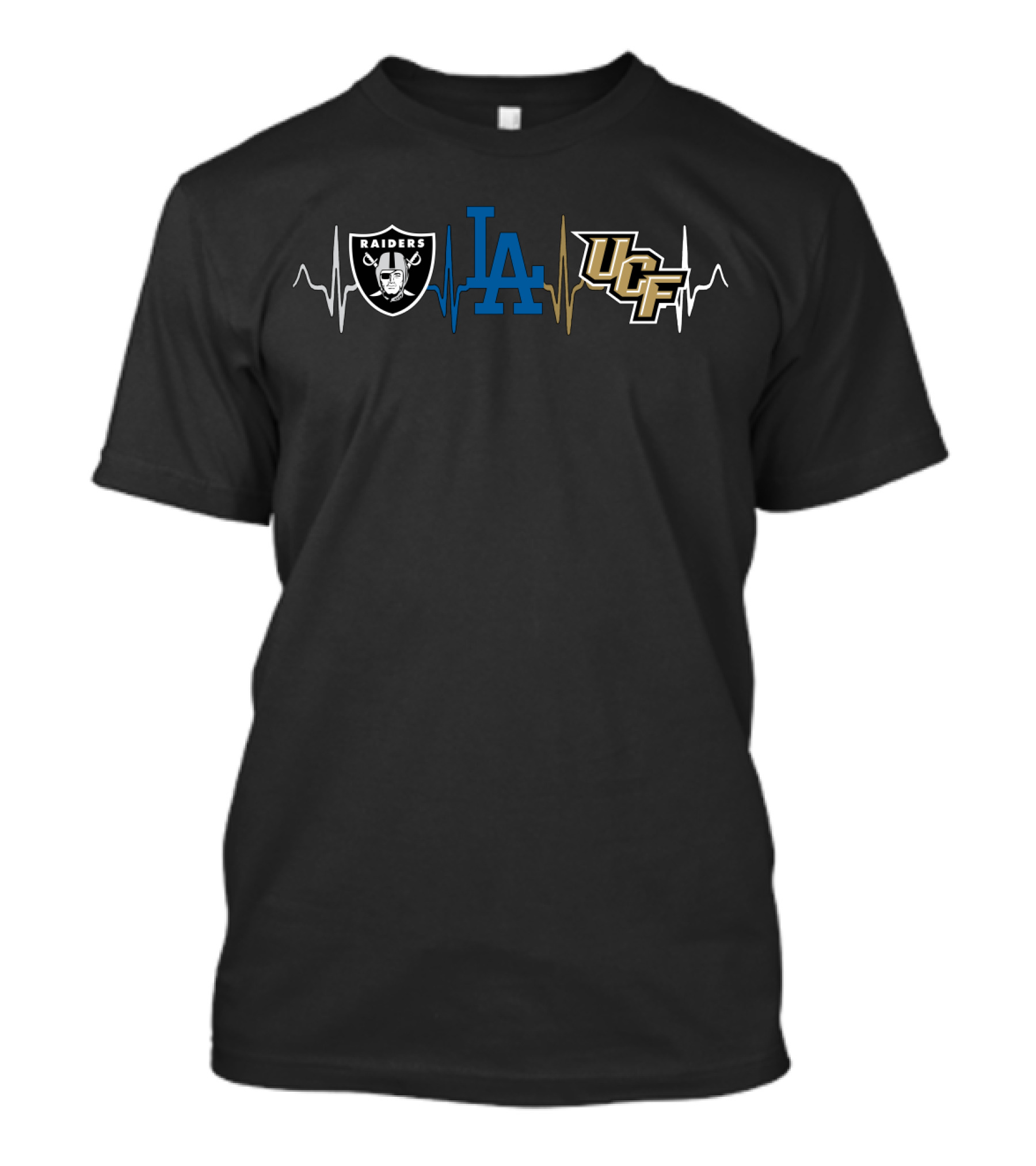 Raiders La Dodgers Ucf Heartbeat Logos T-Shirt