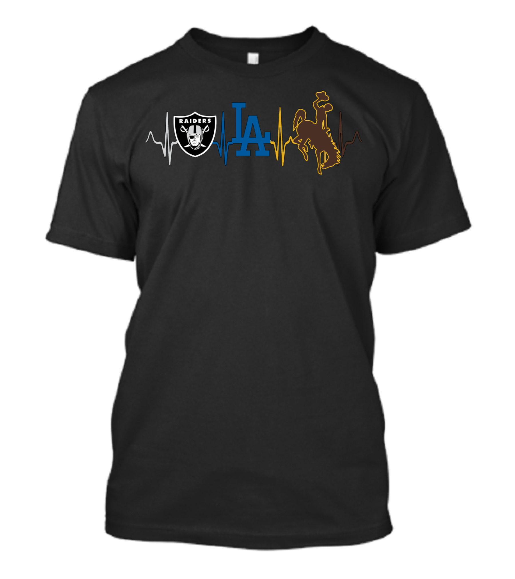 Raiders Dodgers La With Cowboys Wc Heartbeat T-Shirt