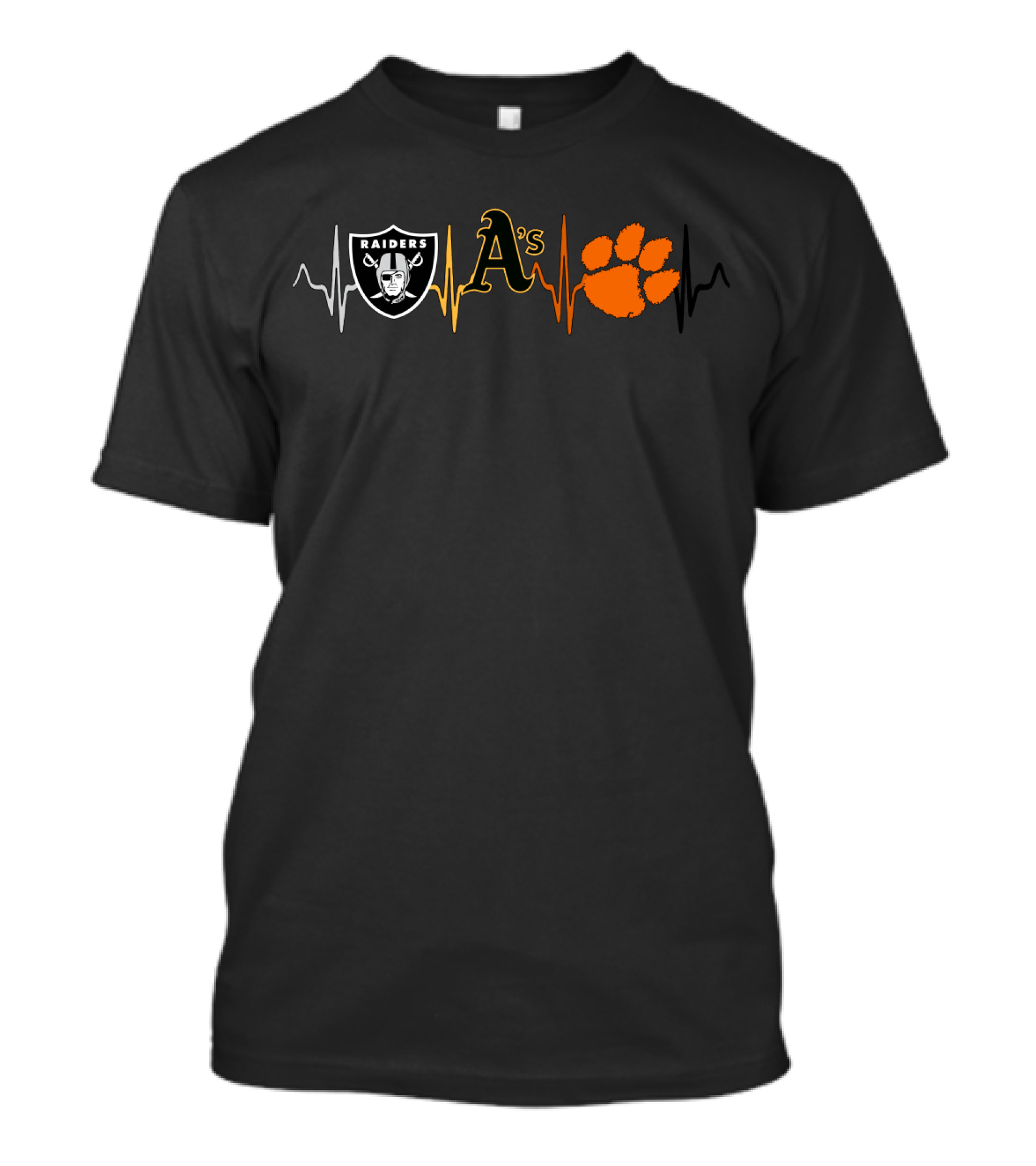 Raiders A's Clemson Love Heartbeat T-Shirt