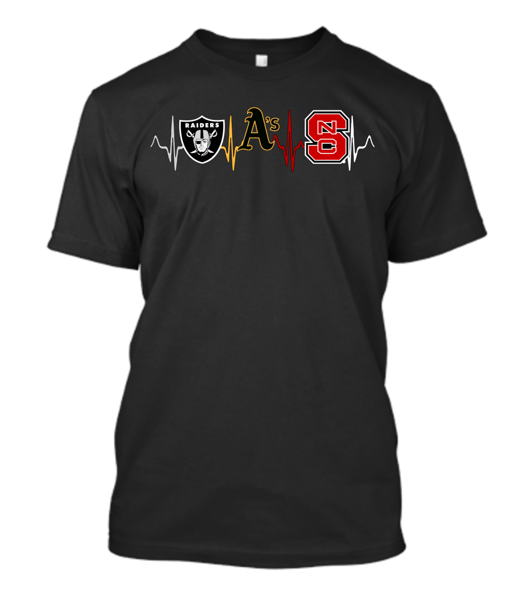Raiders A's Nc State Heartbeat T-Shirt