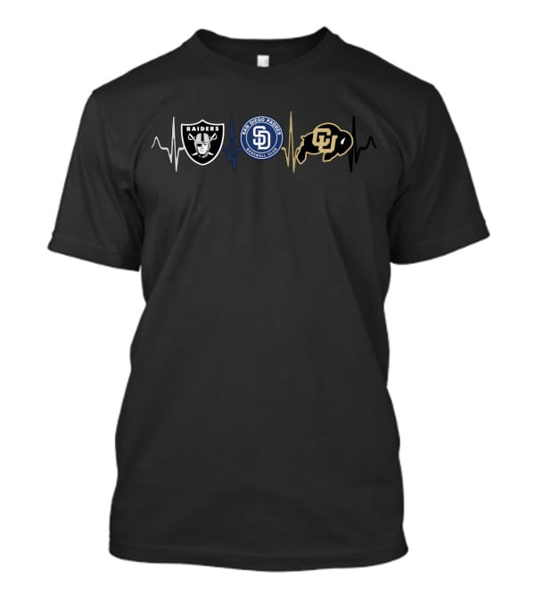 Raiders Padres Colorado Buffaloes Heartbeat T-Shirt