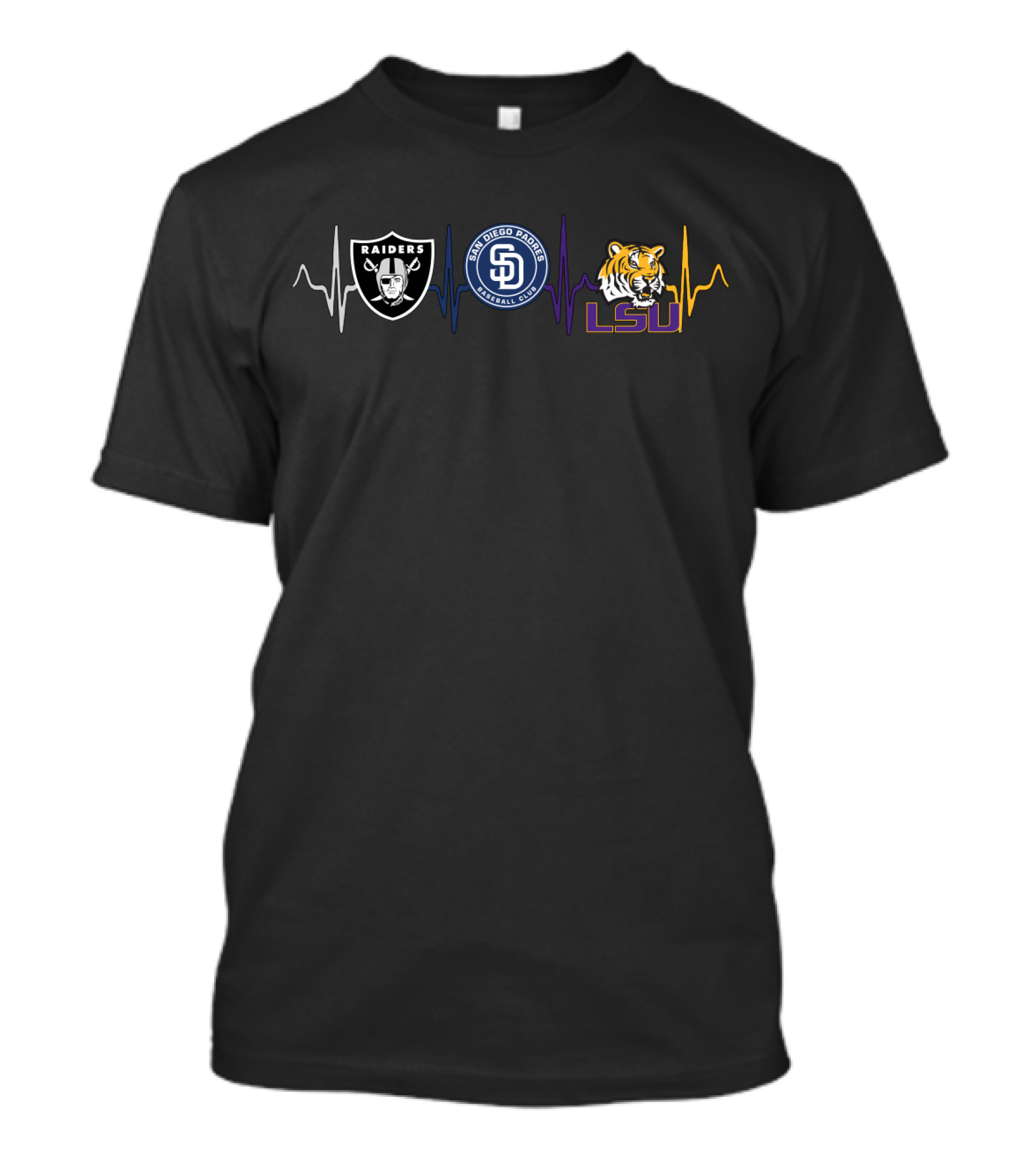 Love Raiders San Diego Padres Lsu Tigers Heartbeat T-Shirt