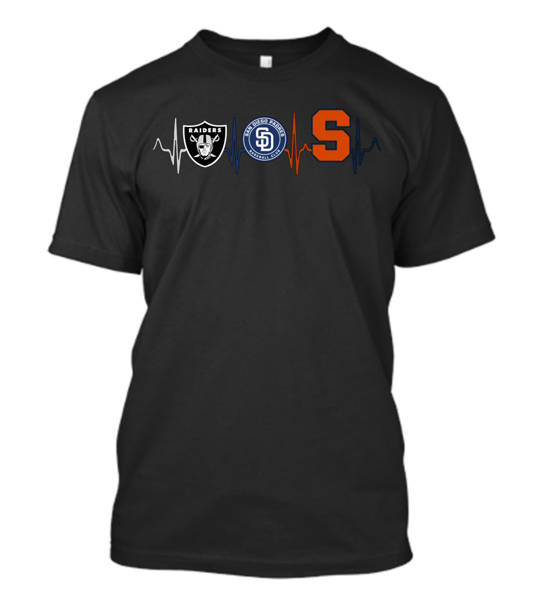 Las Vegas Raiders San Diego Padres Syracuse Orange Heartbeat T-Shirt