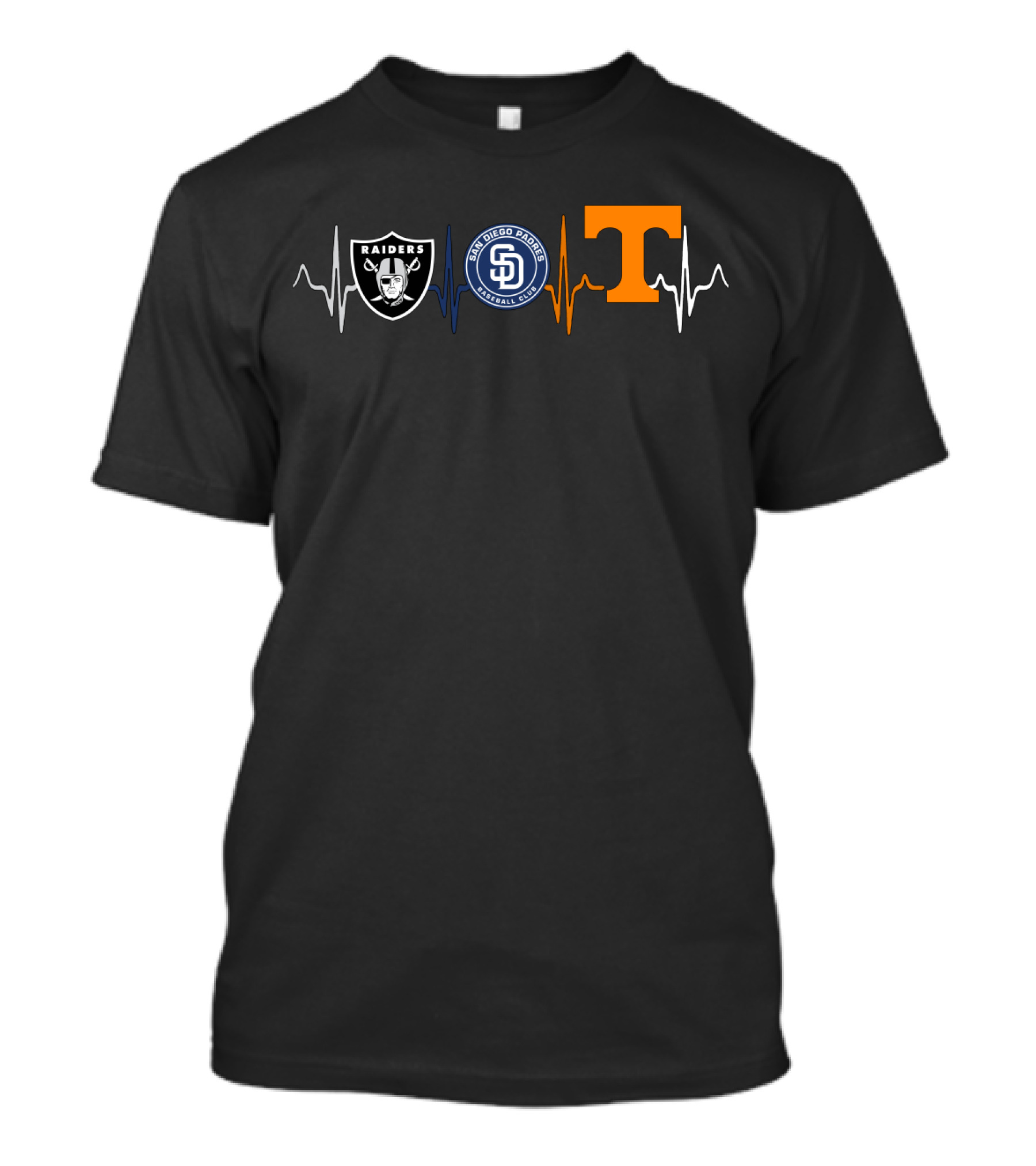 Raiders San Diego Padres Tennessee Love Heartbeat T-Shirt