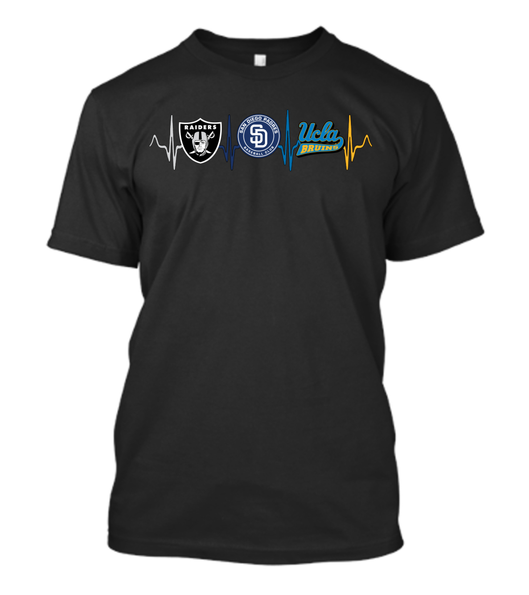 Raiders San Diego Padres Ucla Bruins Heartbeat T-Shirt