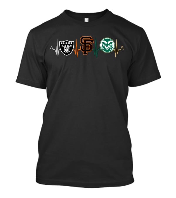 Raiders Giants Colorado State Rams Heartbeat T-Shirt