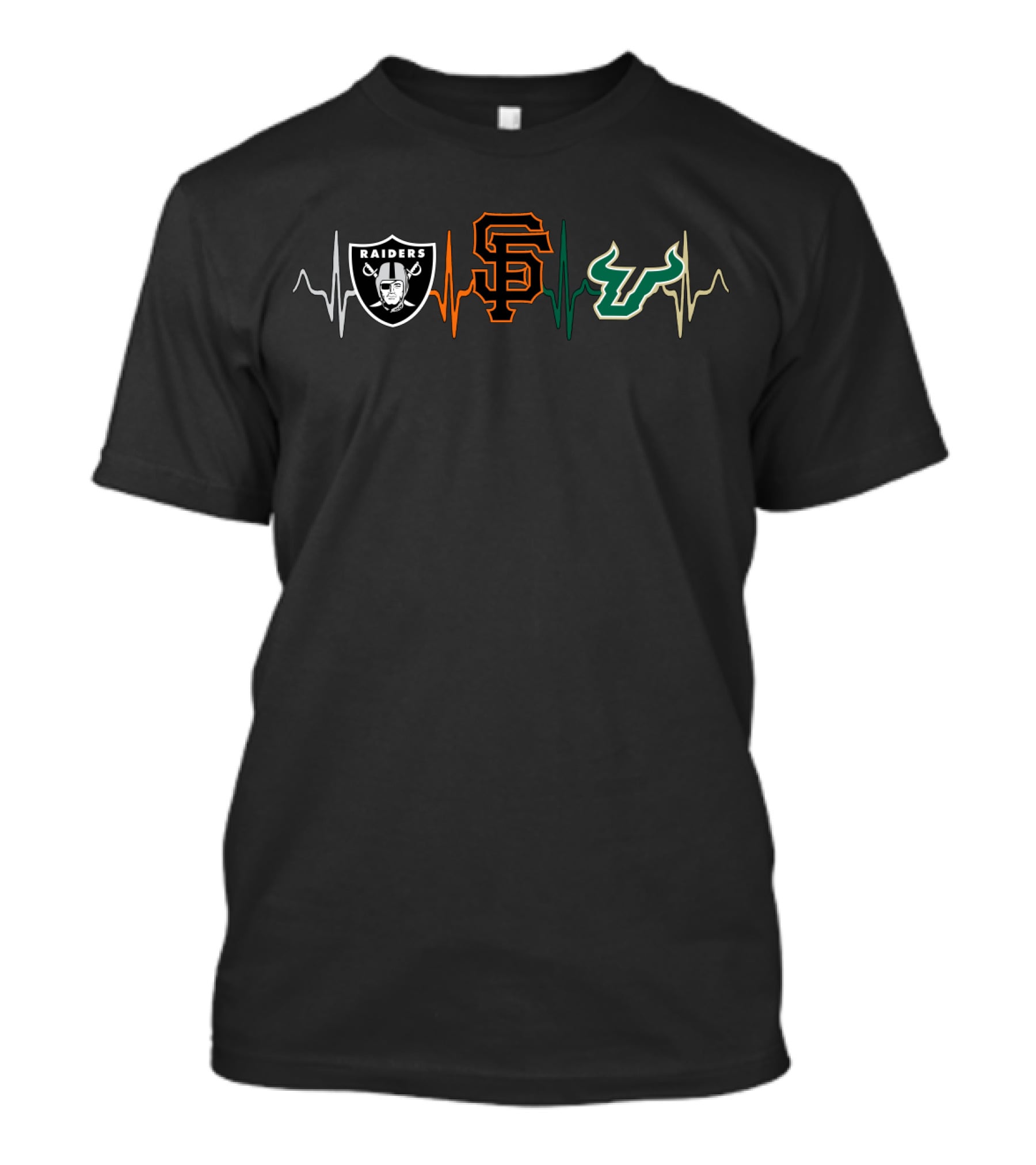 Raiders Giants Usf Heartbeat T-Shirt