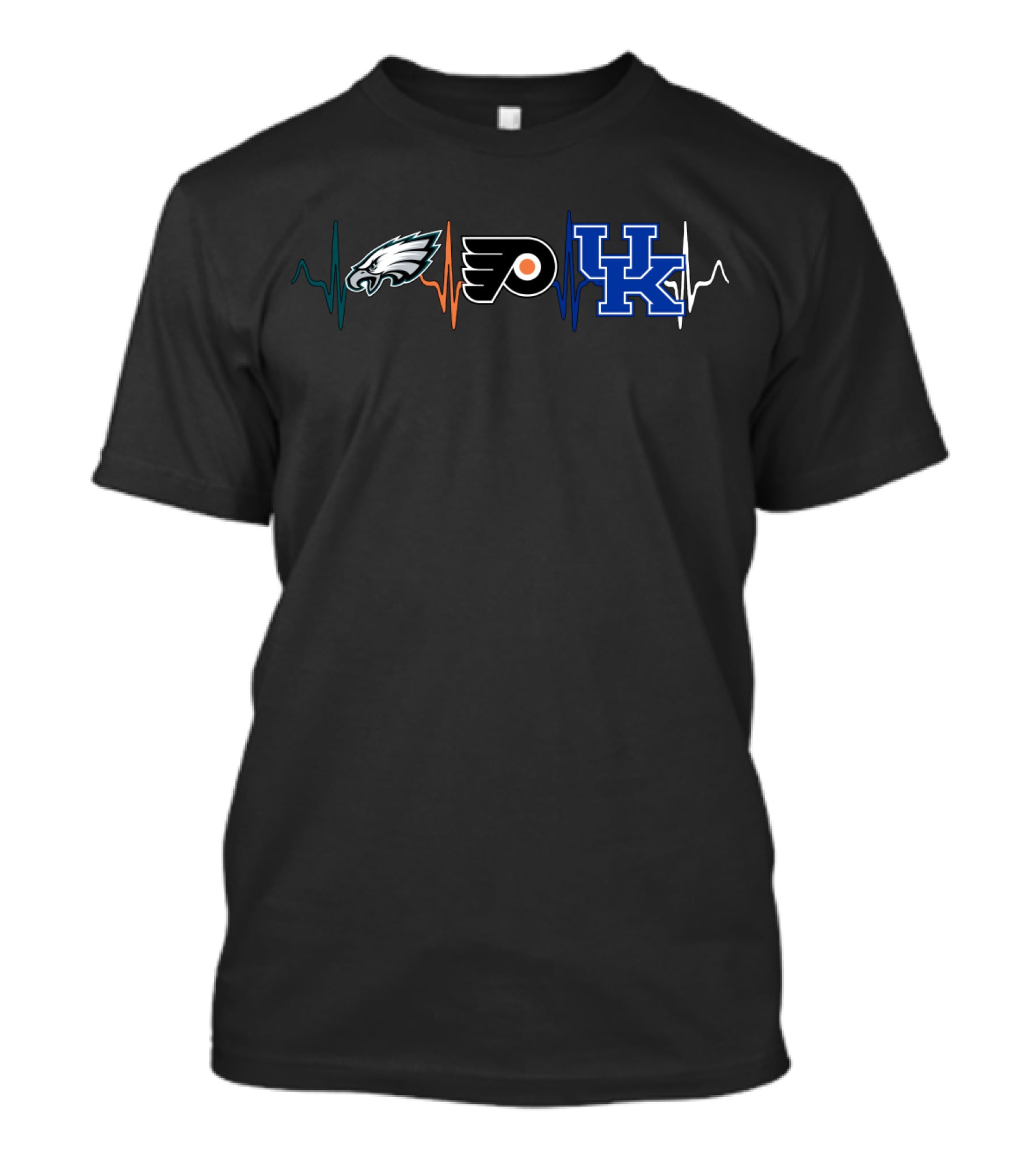 Philadelphia Eagles Flyers Kentucky Wildcats Heartbeat T-Shirt