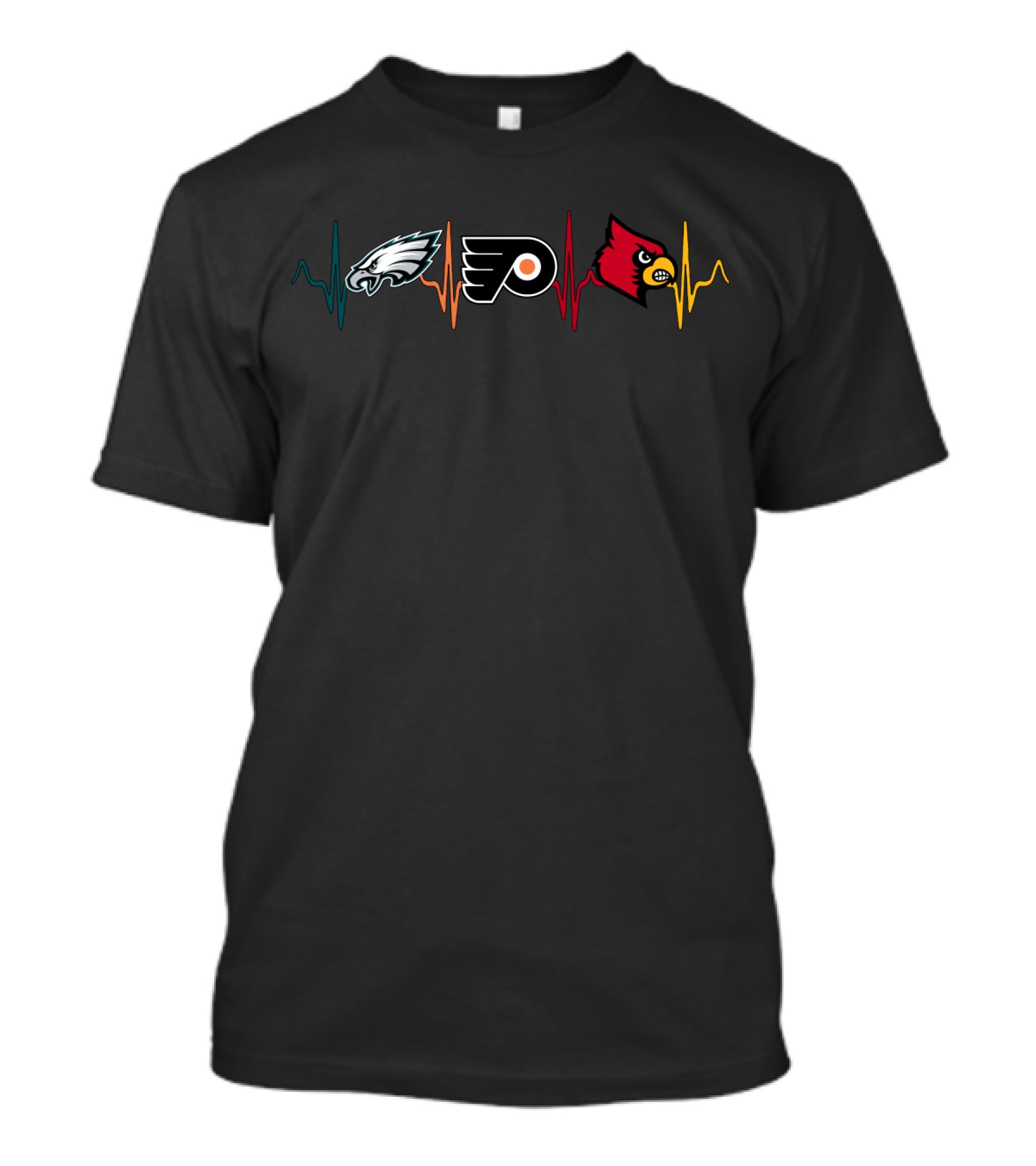 Love Eagles Flyers Cardinals Heartbeat T-Shirt