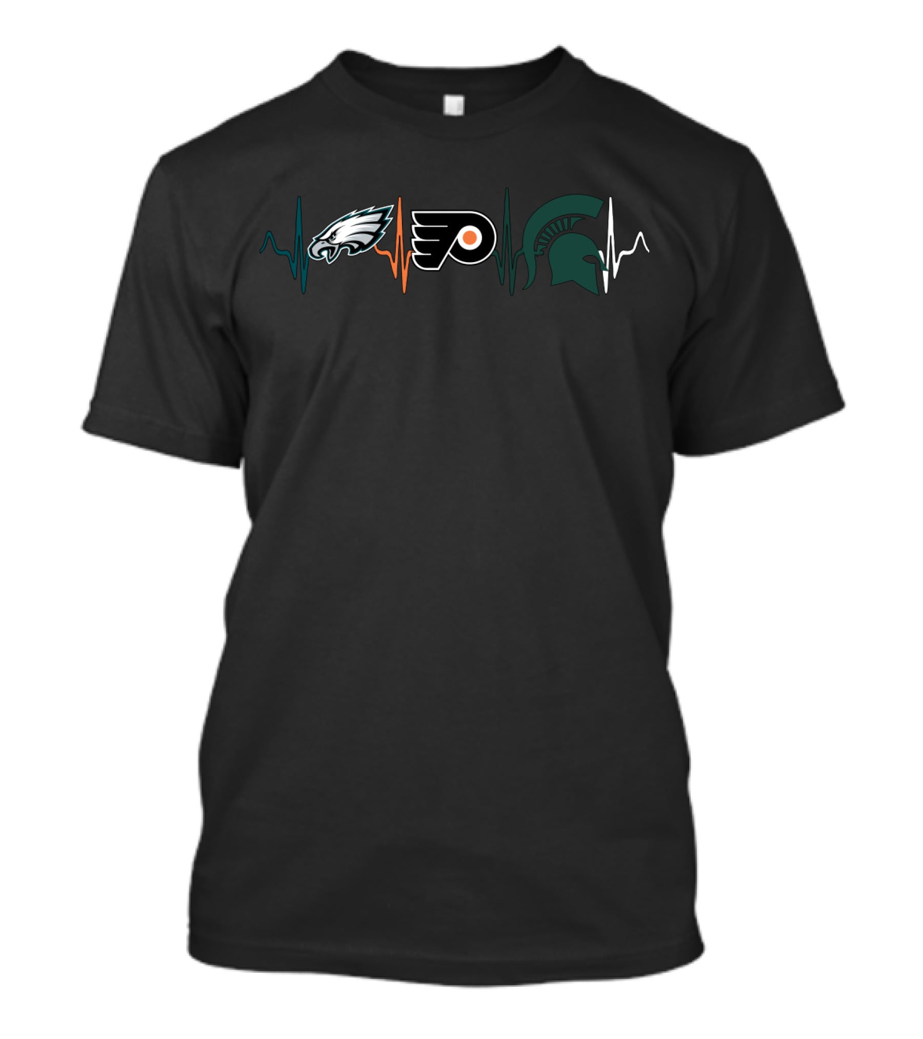 Love Eagles Flyers Michigan State Spartans Heartbeat T-Shirt