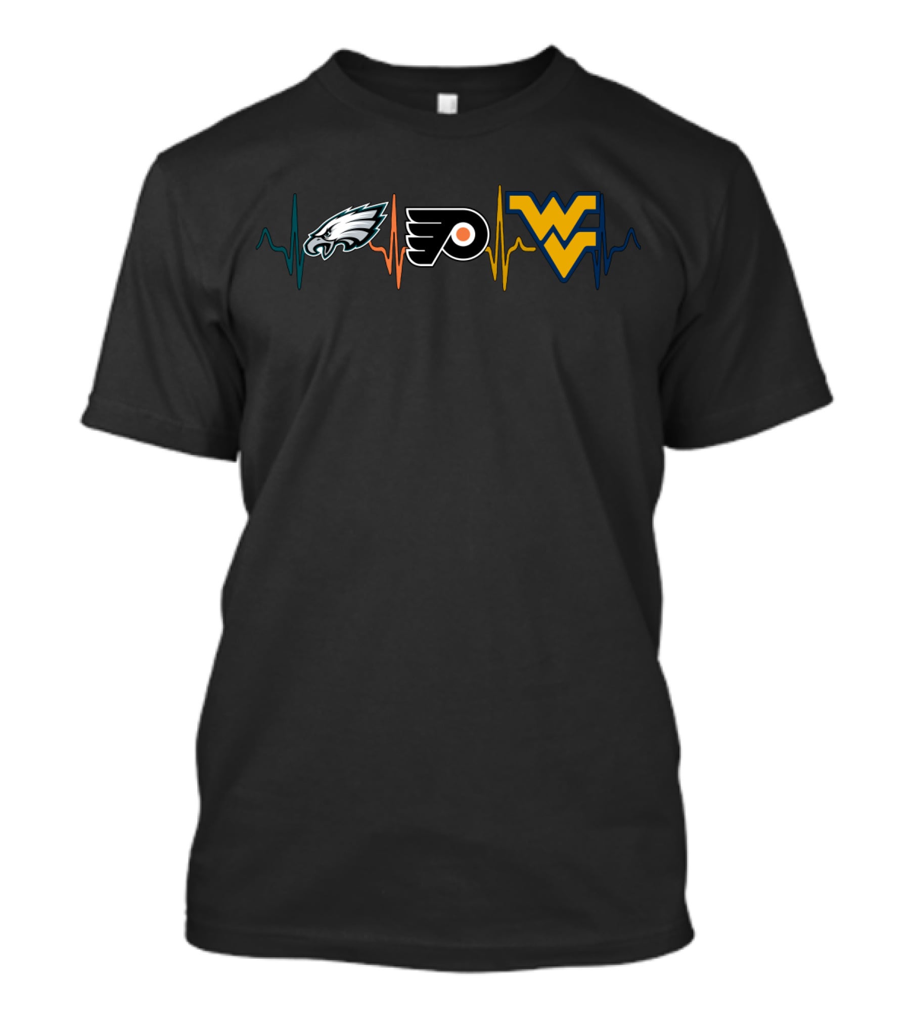 Eagles Flyers Wvu Heartbeat Sports Fan T-Shirt