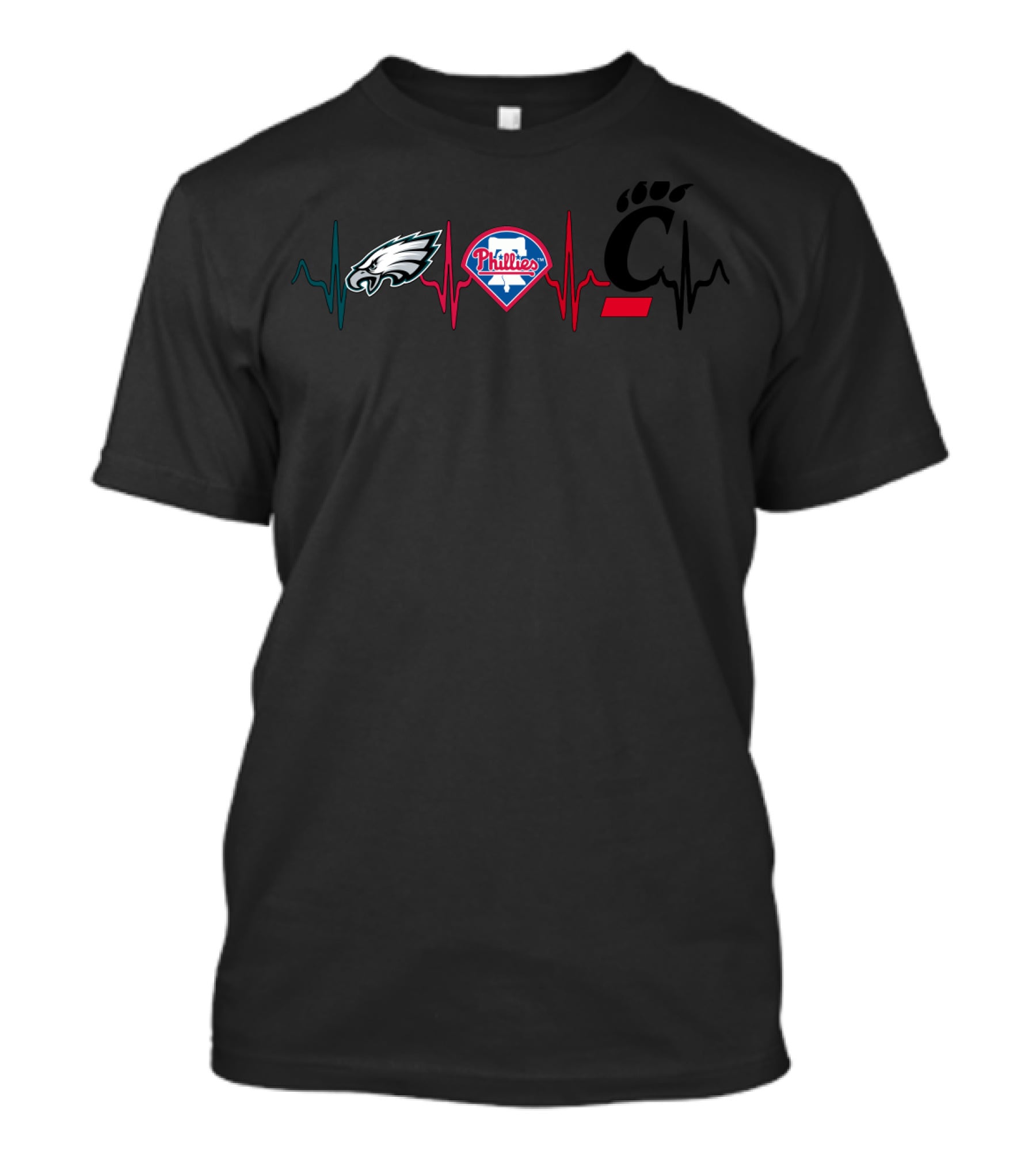 Eagles Phillies Cincinnati Bearcats Heartbeat T-Shirt