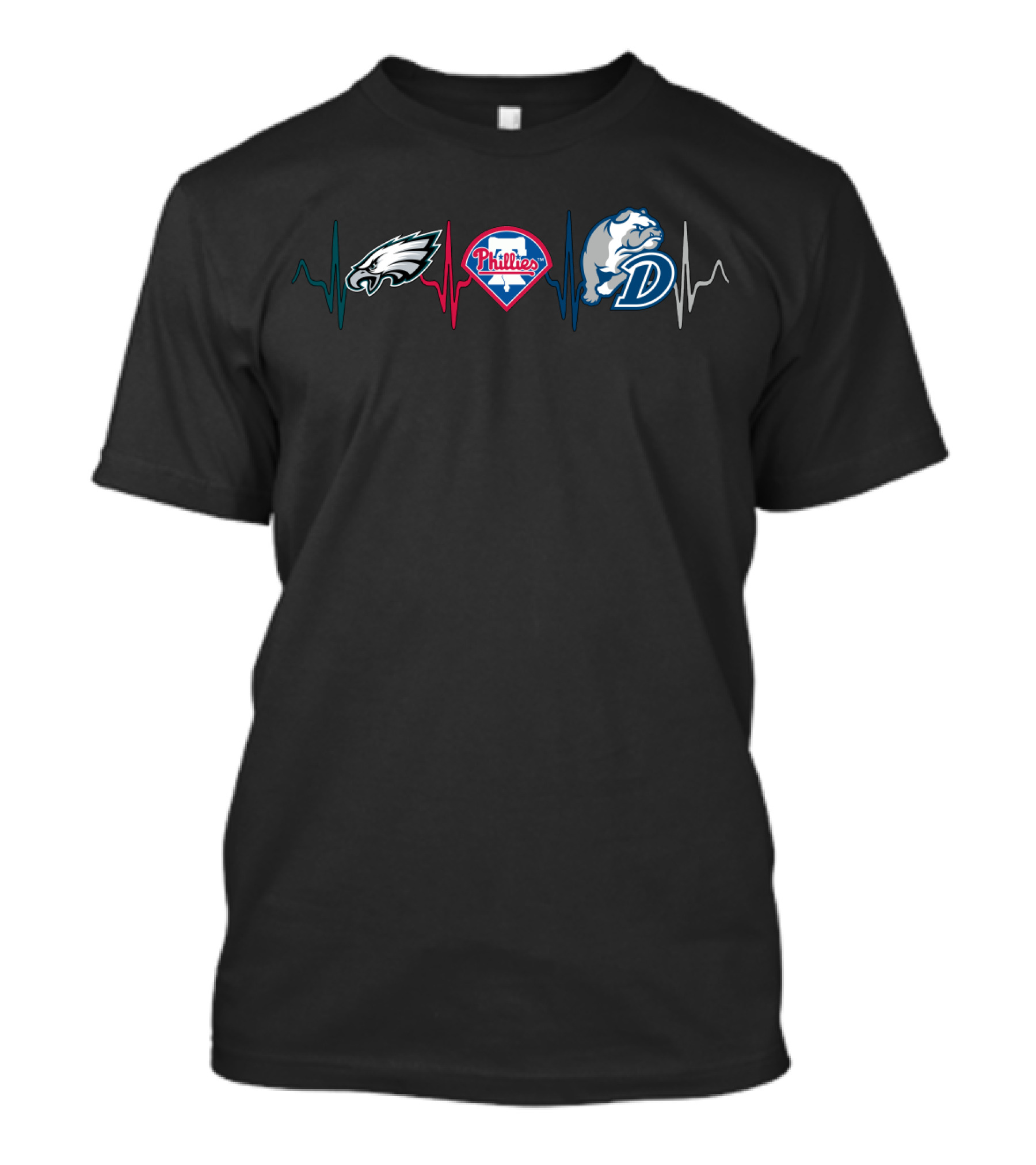 Philadelphia Eagles Phillies Drake Bulldogs Heartbeat T-Shirt