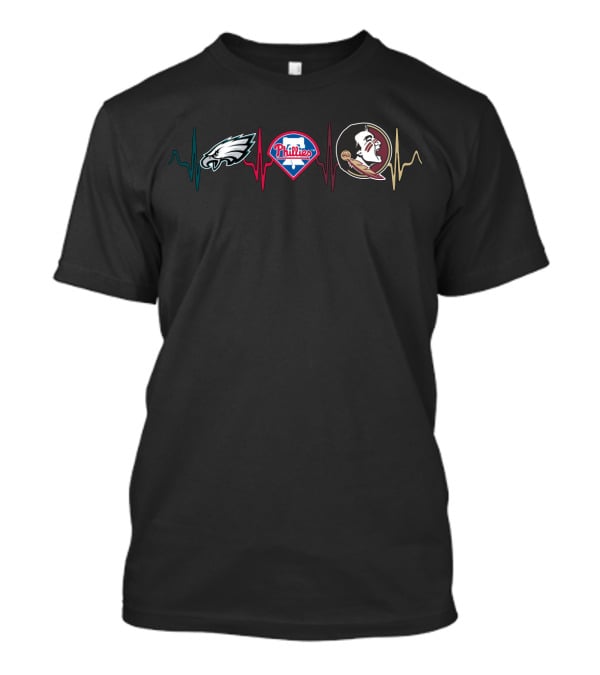 Philadelphia Eagles Phillies Florida State Seminoles Heartbeat T-Shirt