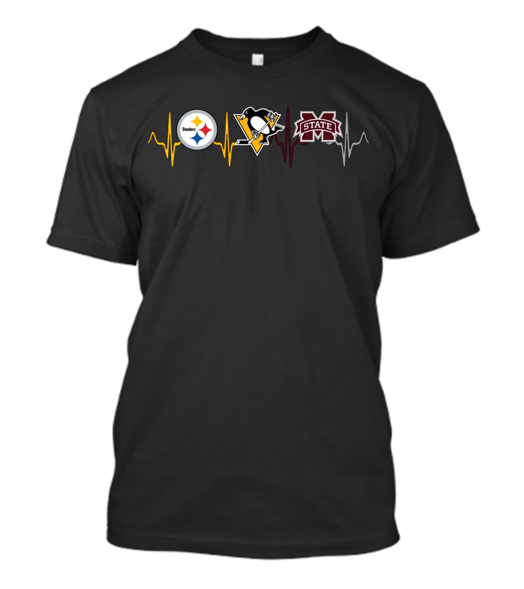 Steelers Penguins Mississippi State Heartbeat T-Shirt