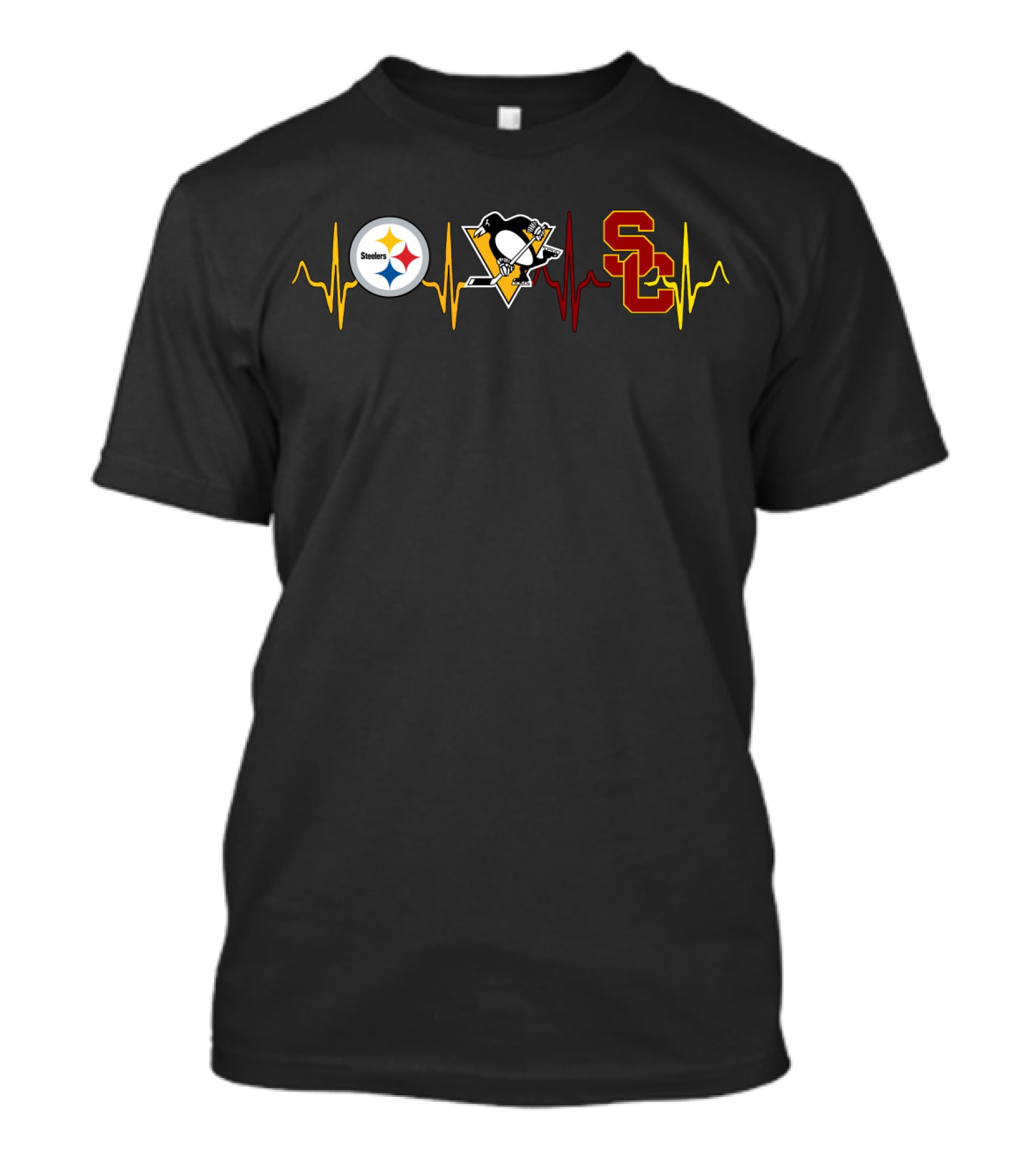 Steelers Penguins Usc Heartbeat T-Shirt
