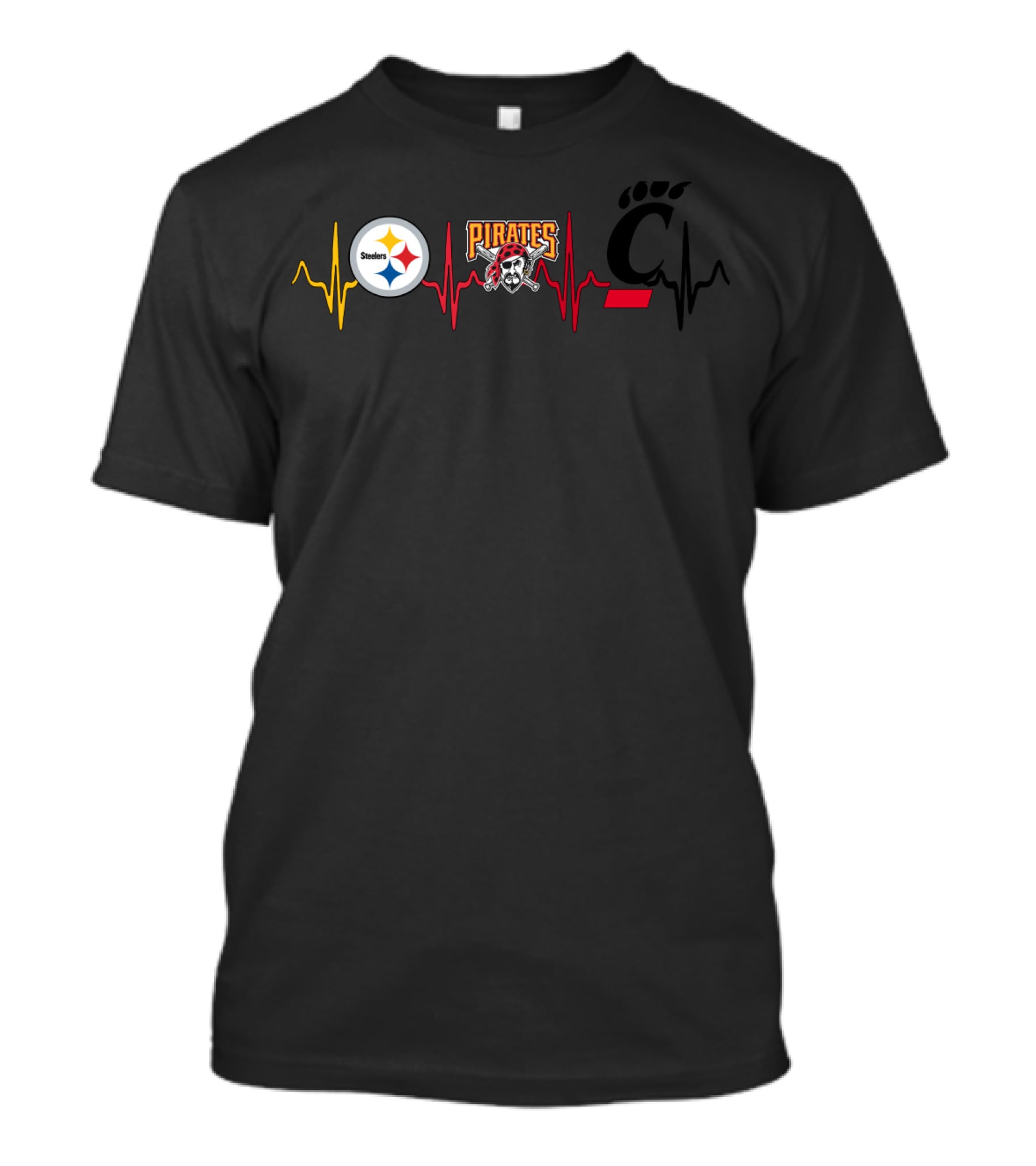 Steelers Pirates Cincinnati Bearcats Heartbeat T-Shirt