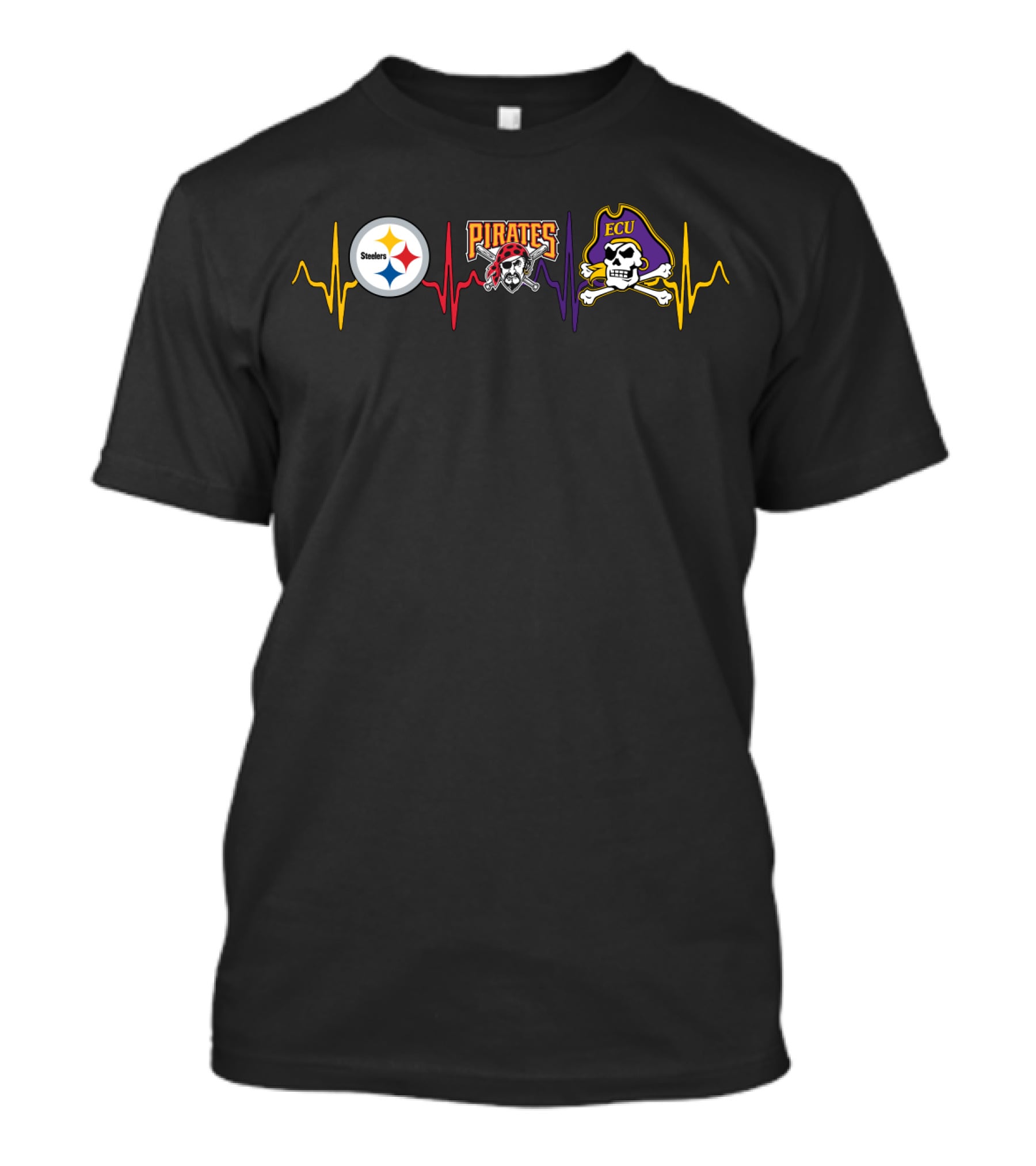 Steelers Pirates Ecu Heartbeat Sports Fan T-Shirt