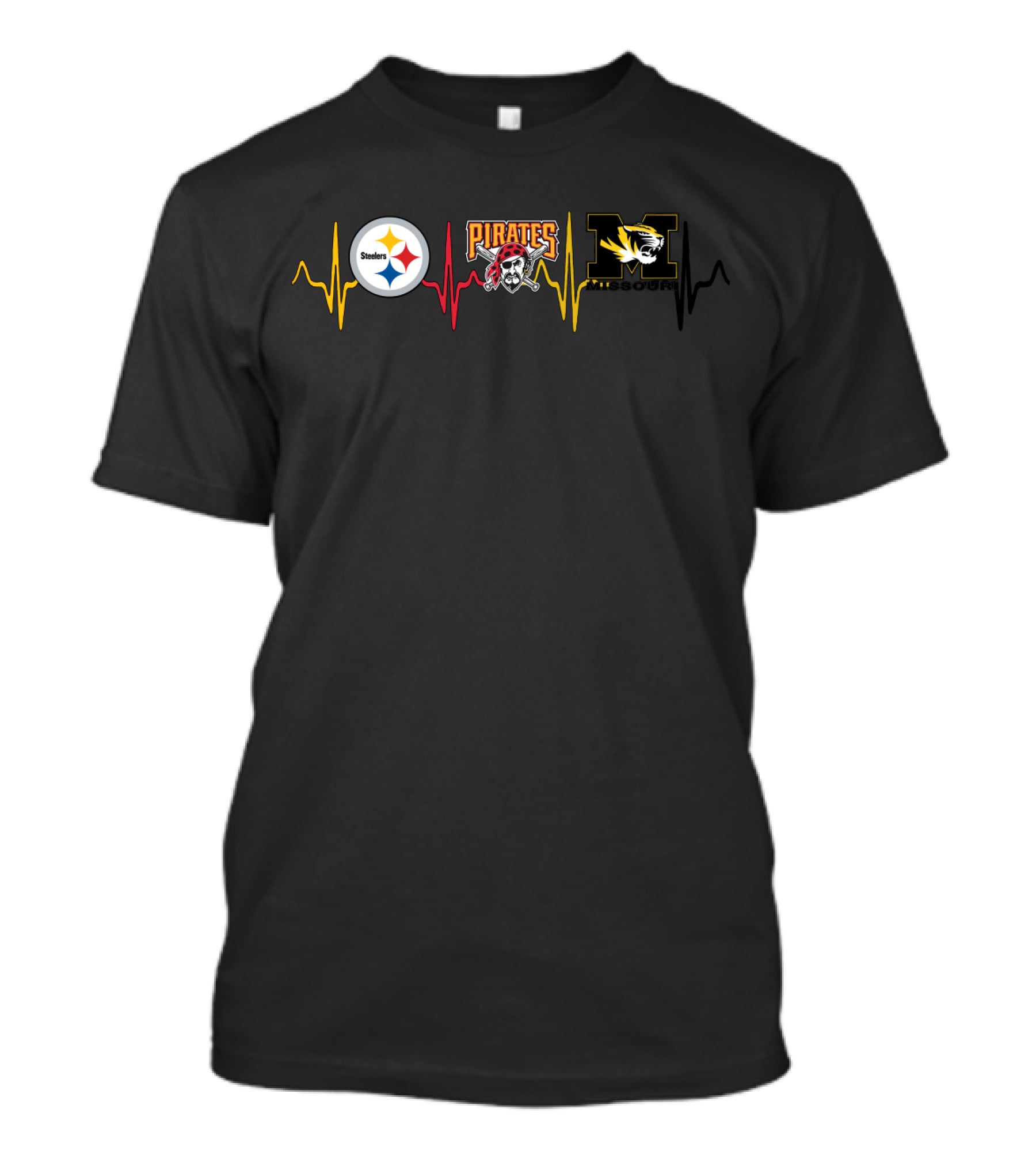 Steelers Heartbeat Pirates Missouri Tigers T-Shirt