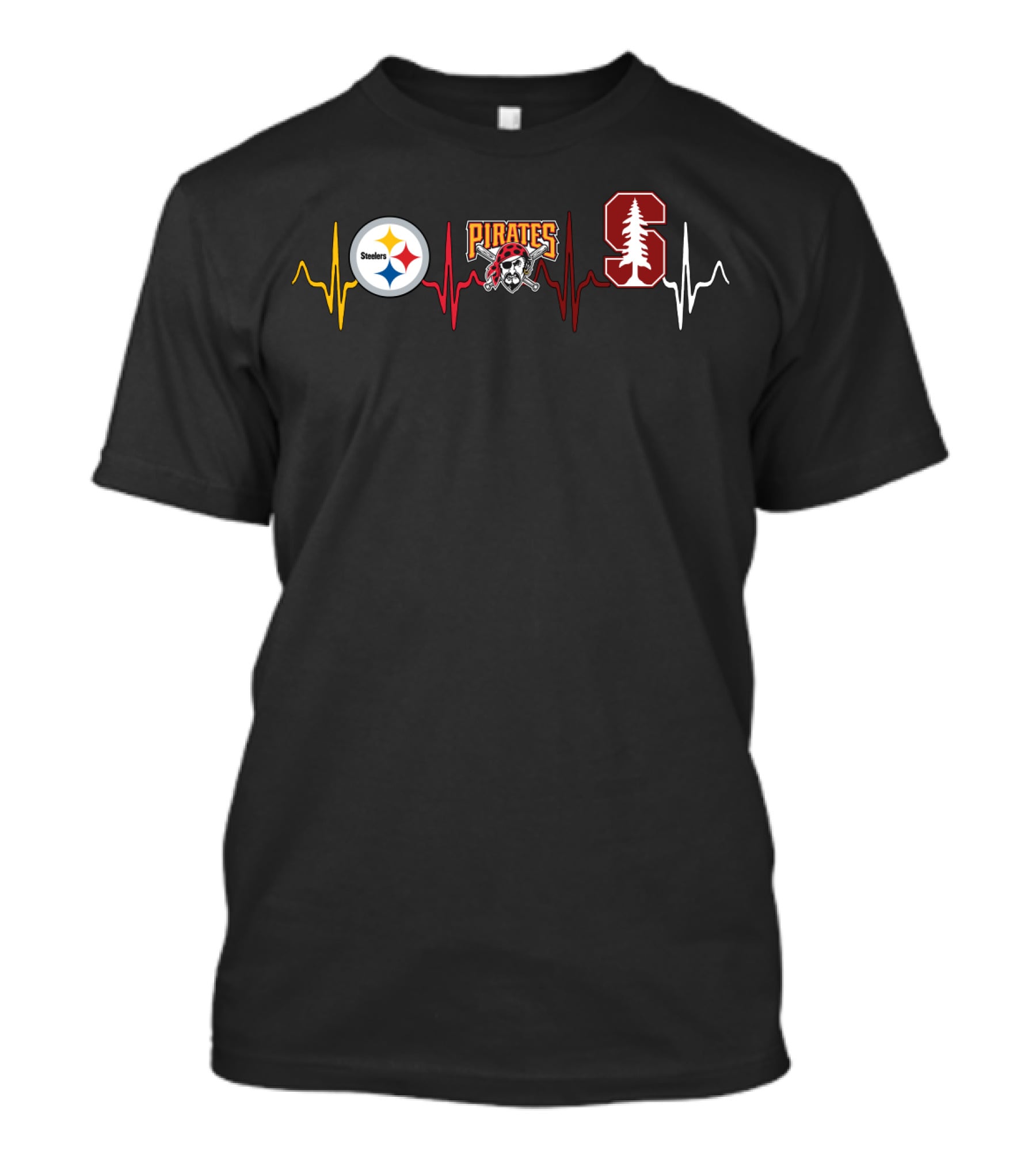 Love Steelers Pirates Stanford Heartbeat T-Shirt