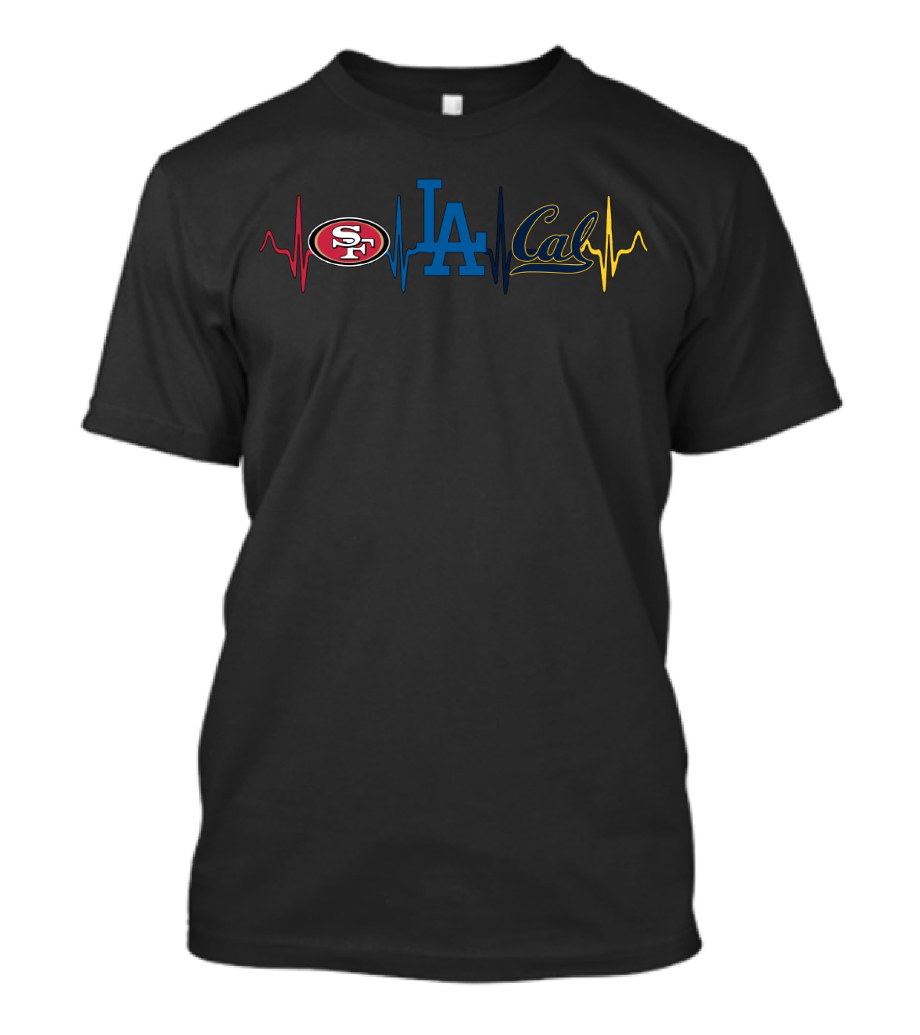Love 49ers Dodgers Cal Berkeley Heartbeat Cgb T-Shirt