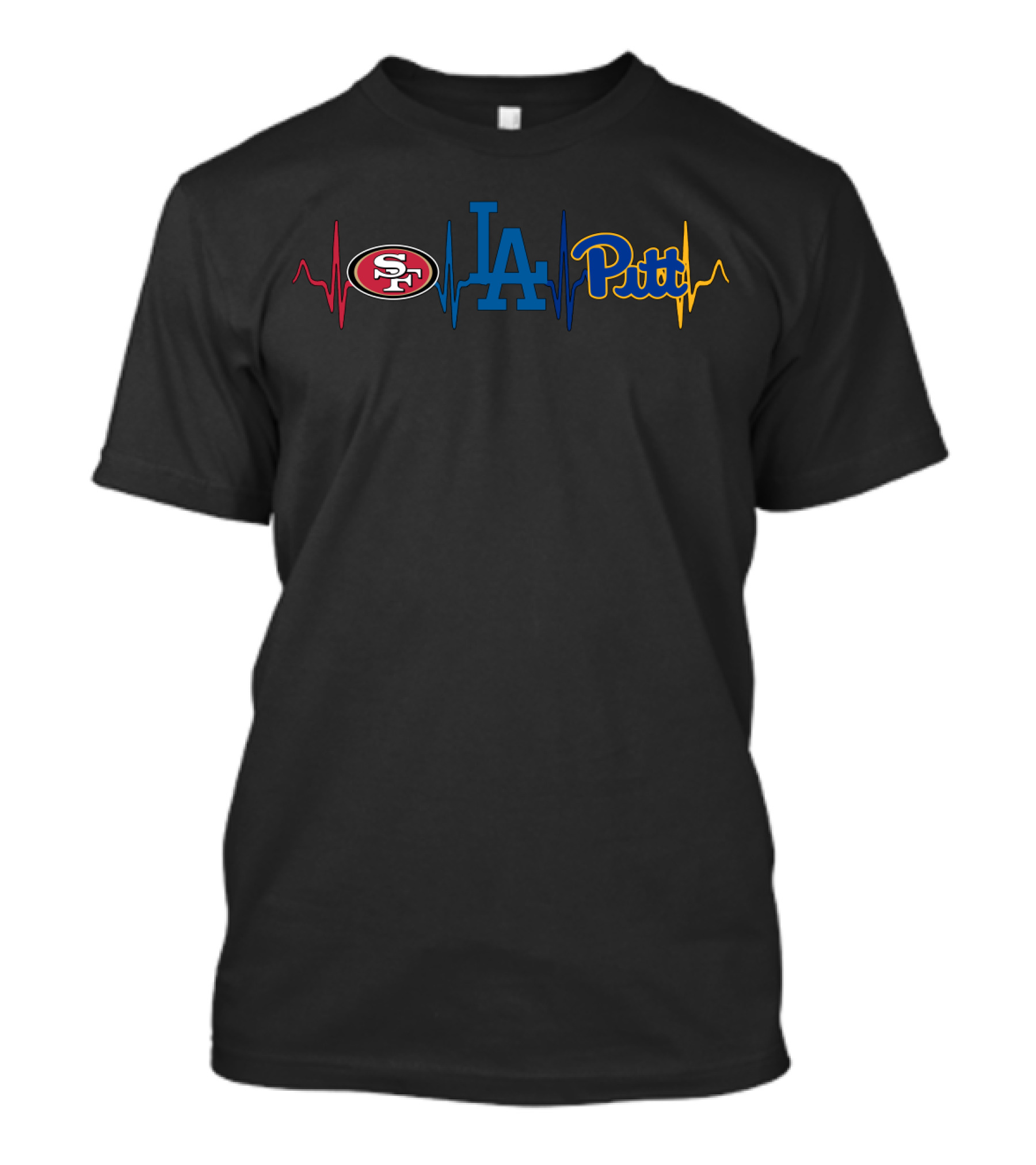 Love 49ers Dodgers Pitt Heartbeat T-Shirt