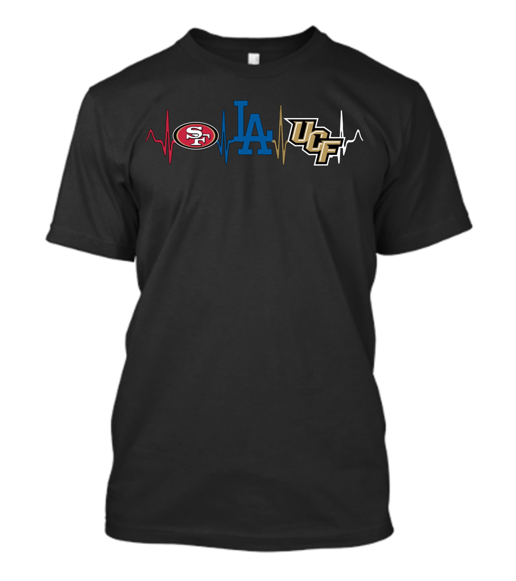 Love 49ers Dodgers Ucf Heartbeat T-Shirt