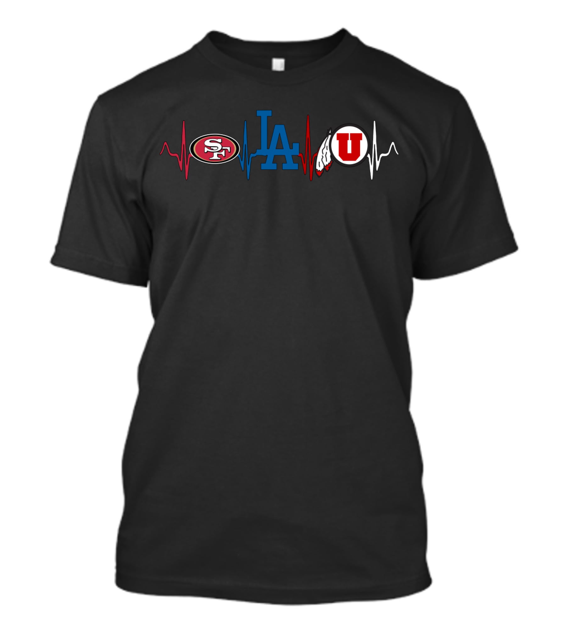 49ers Dodgers Uu Heartbeat Fan Pride T-Shirt