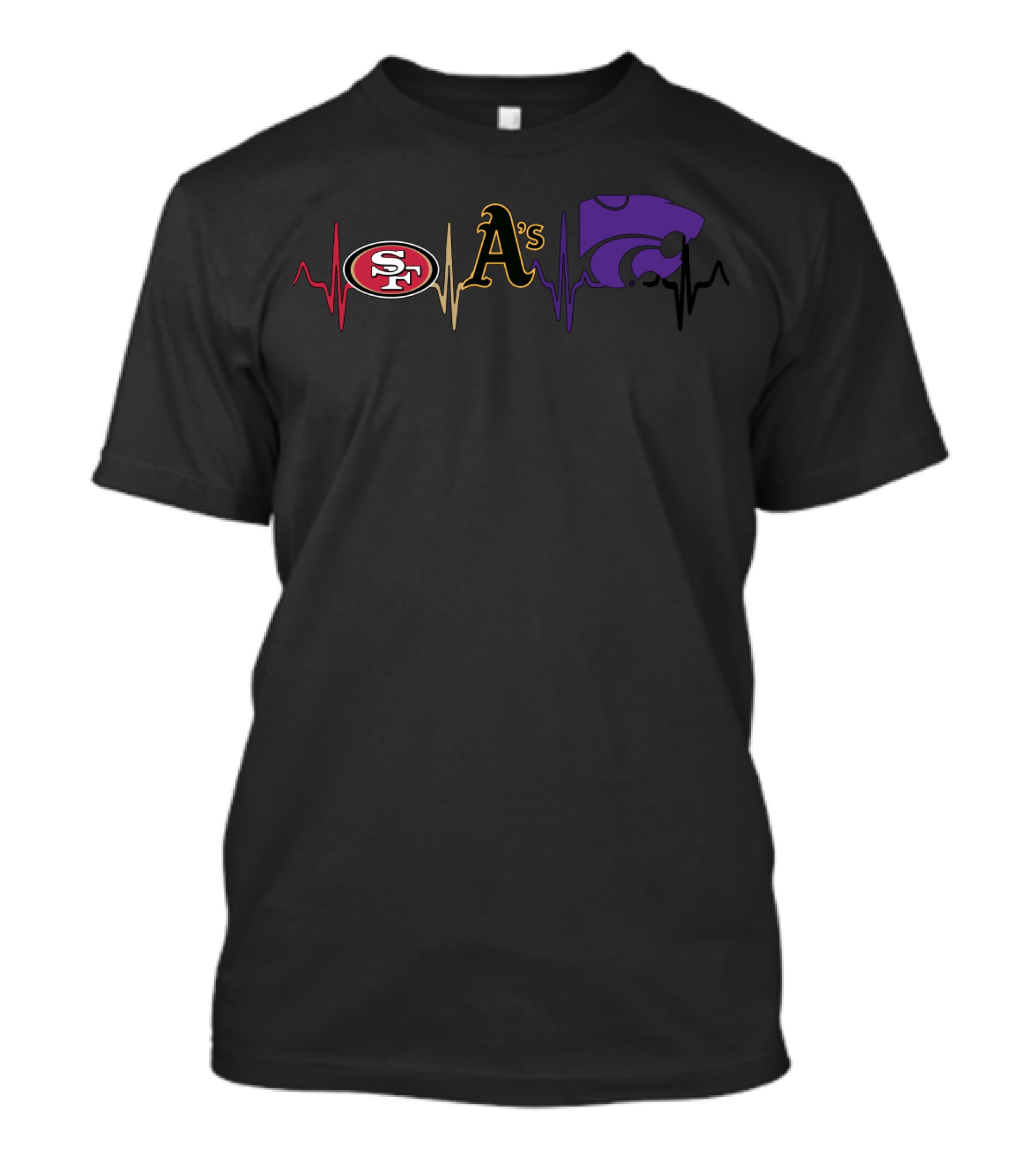 San Francisco 49ers Oakland Athletics Kansas State Wildcats Heartbeat T-Shirt