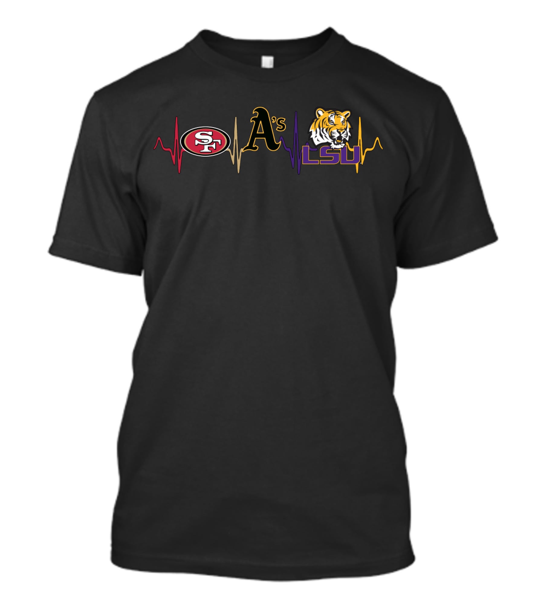Love 49ers Athletics Lsu Tiger Heartbeat T-Shirt