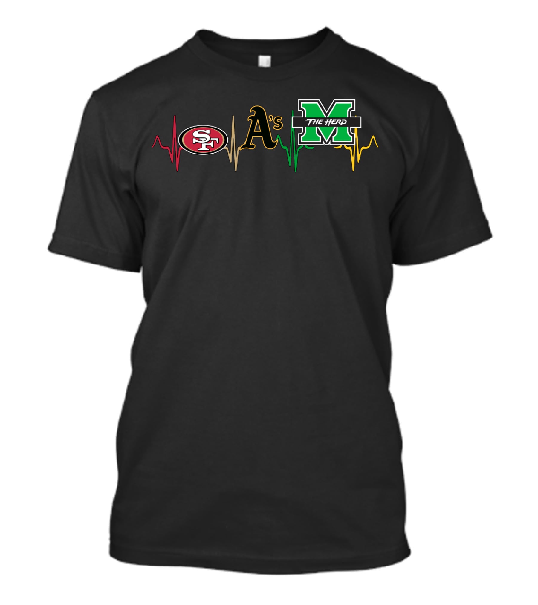 49ers Athletics A's The Herd Mth Heartbeat T-Shirt