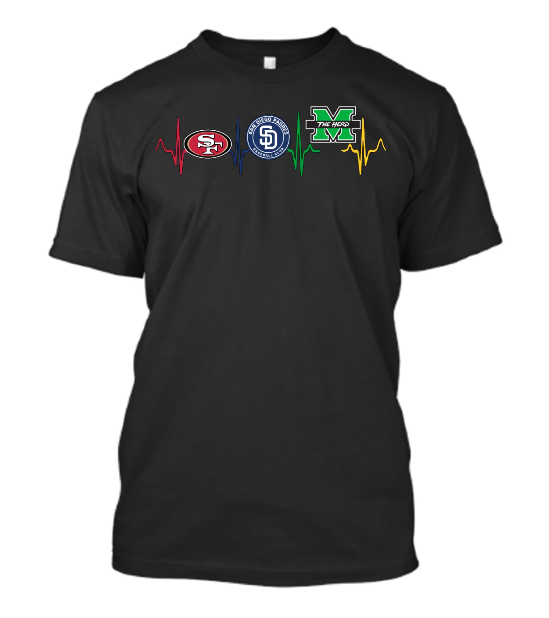 49ers Padres The Herd Mth Heartbeat T-Shirt