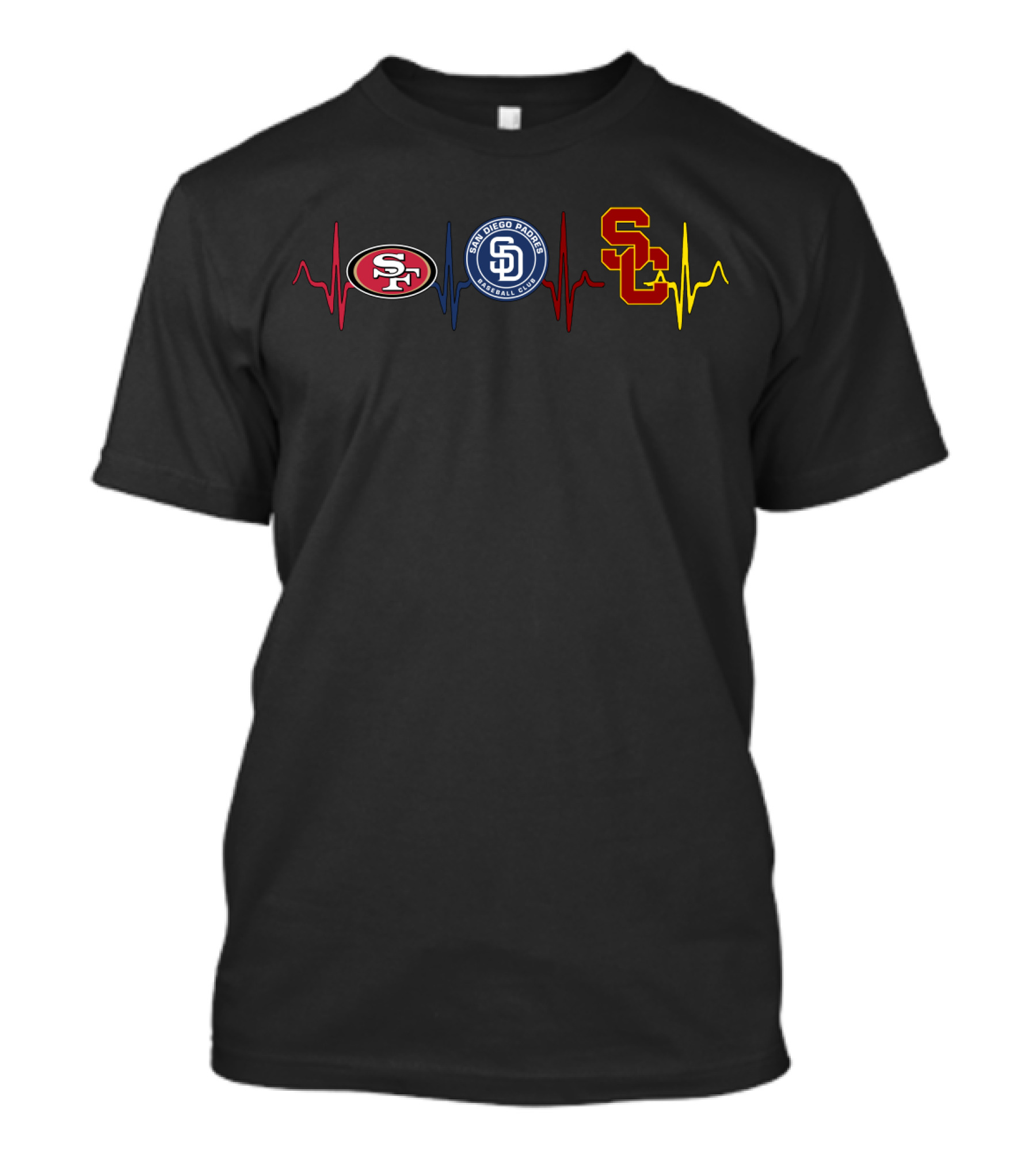 49ers Padres Usc Heartbeat T-Shirt