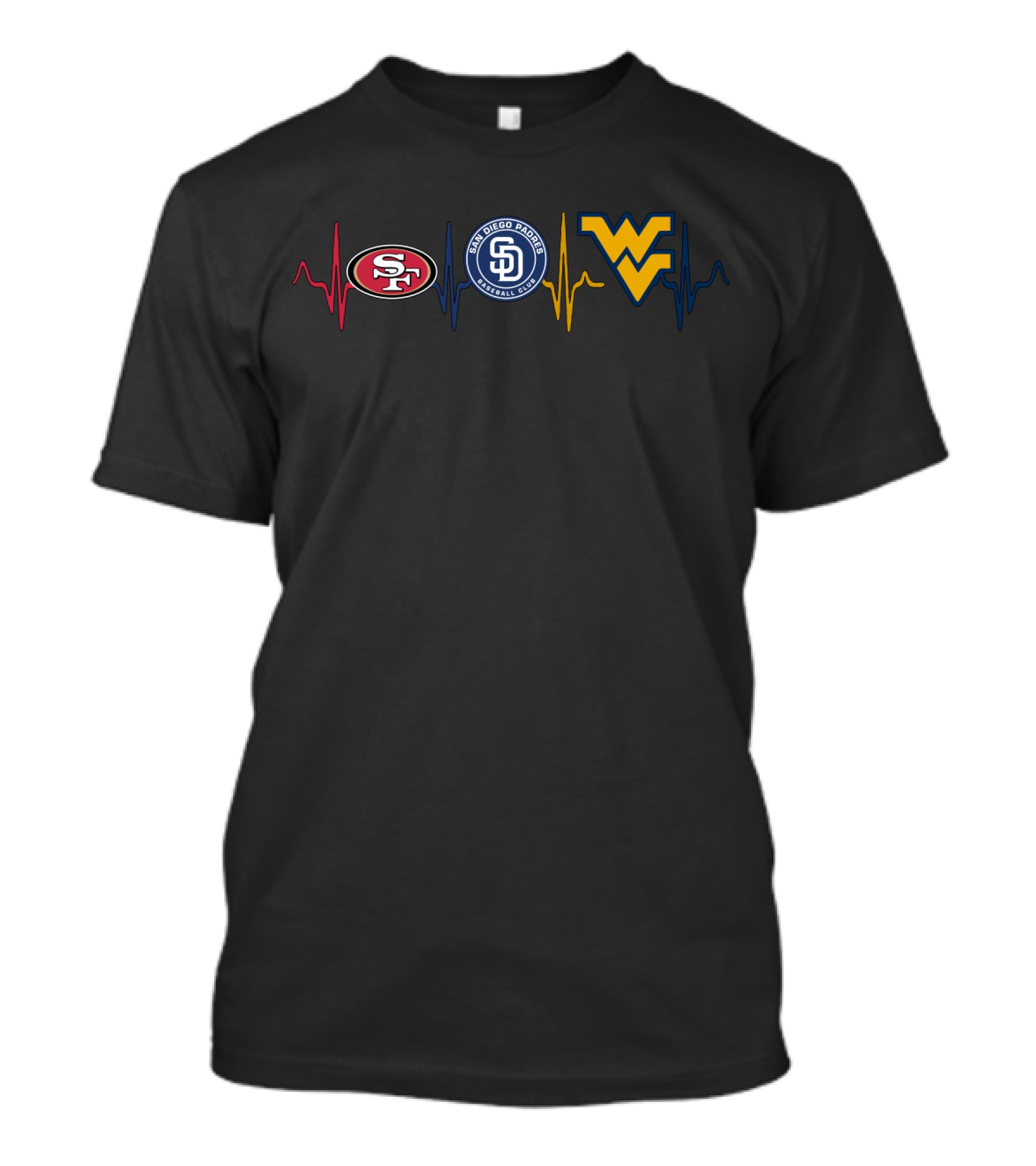 49ers Padres San Diego West Virginia Heartbeat T-Shirt
