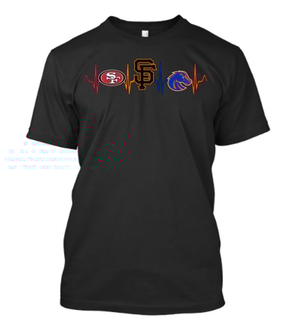 49ers Giants Boise State Broncos Heartbeat T-Shirt